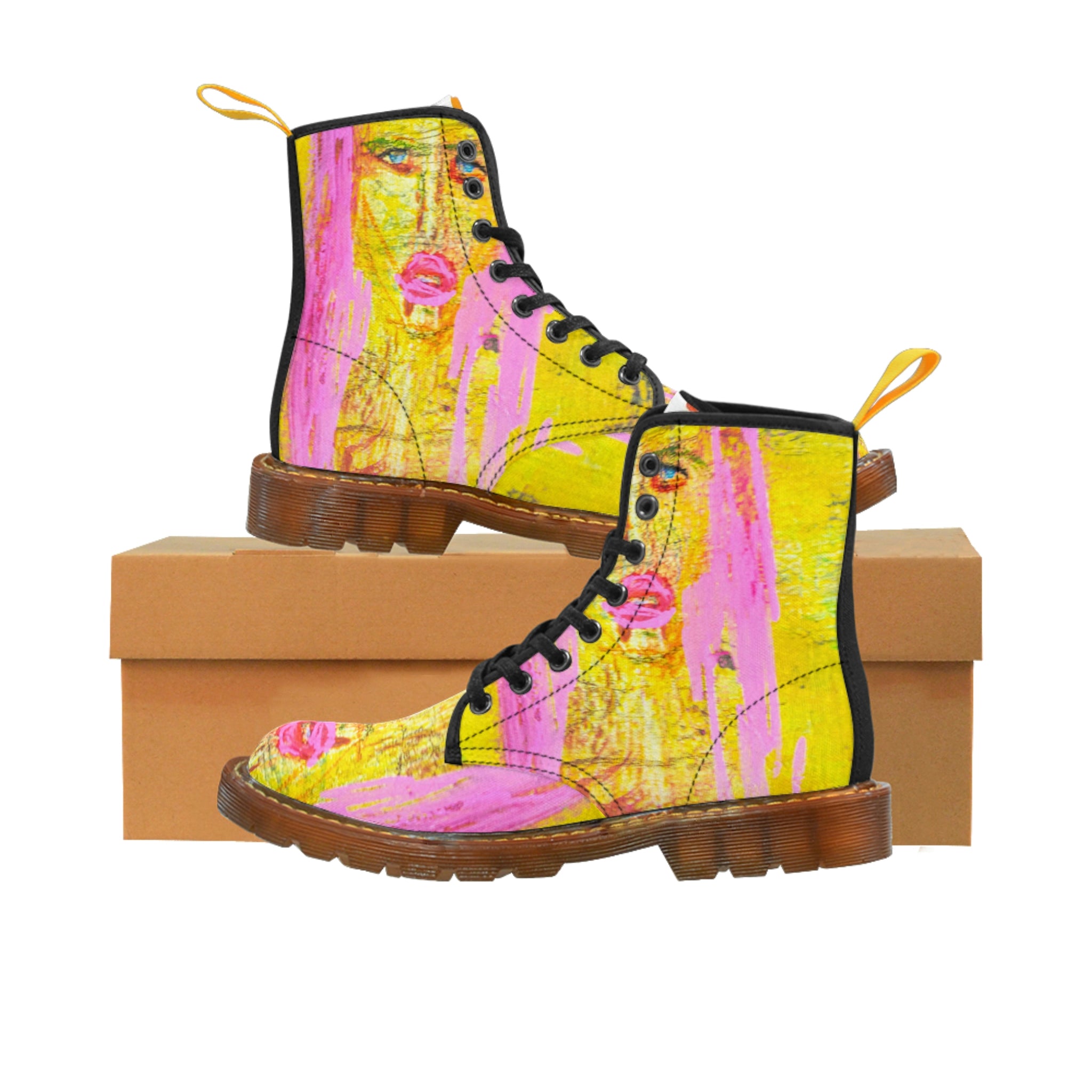 Women's Canvas Boots Womens Boots, Vegan Leather, Art On Shoes