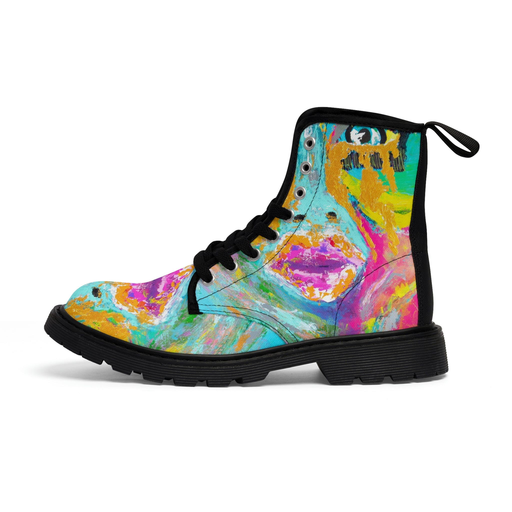 Women's Canvas Boots Womens Boots, Vegan Leather, Art On Shoes