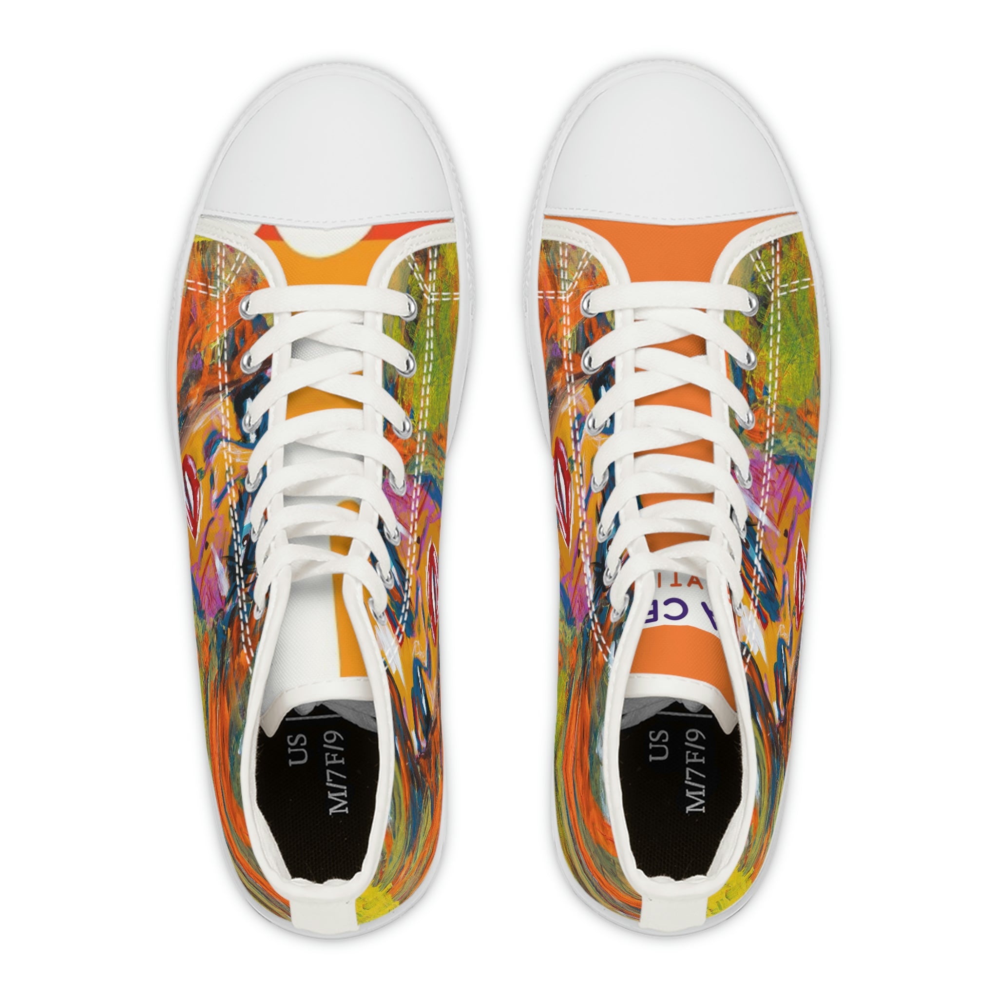 Women's High Top Sneakers, Art On Shoes, Abstract Woman Painted By A Professional Abstract Painting Artist