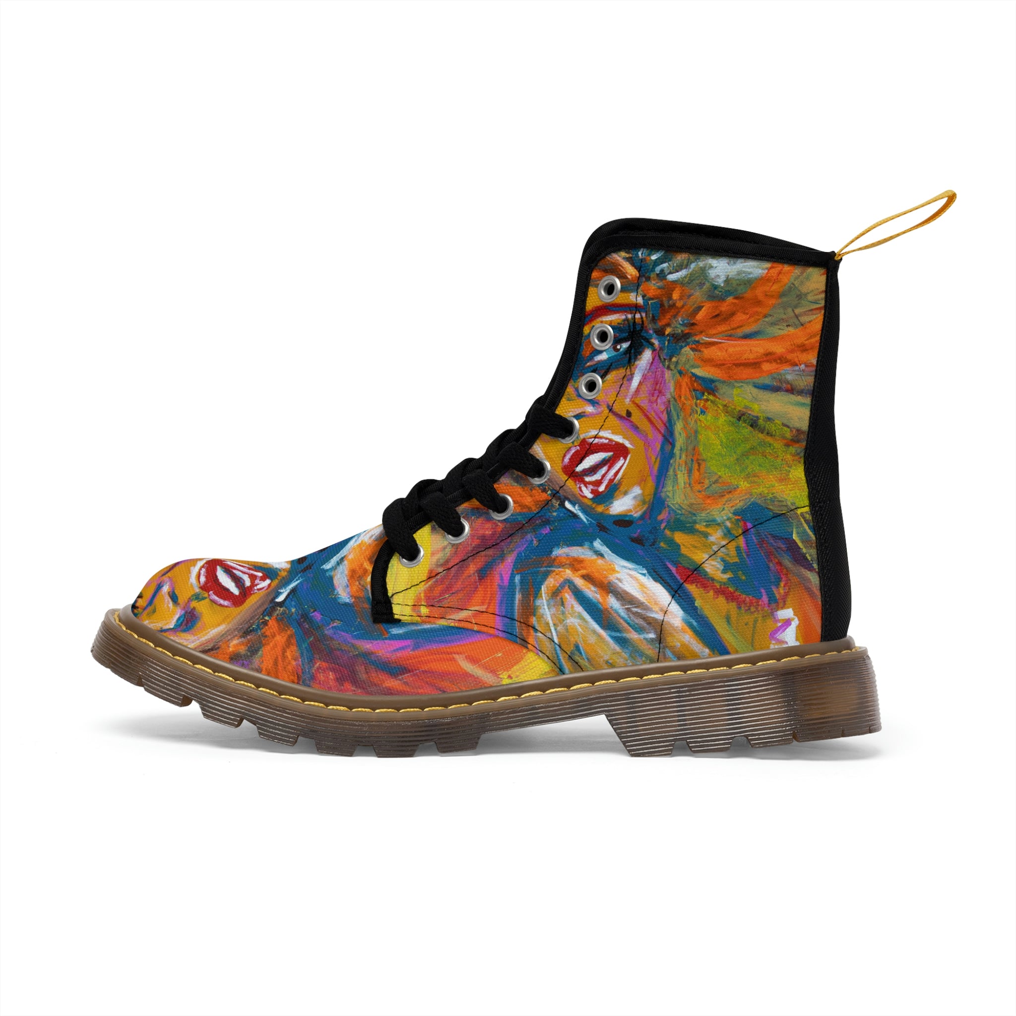 Women's Canvas Boots Womens Boots, Vegan Leather, Art On Shoes