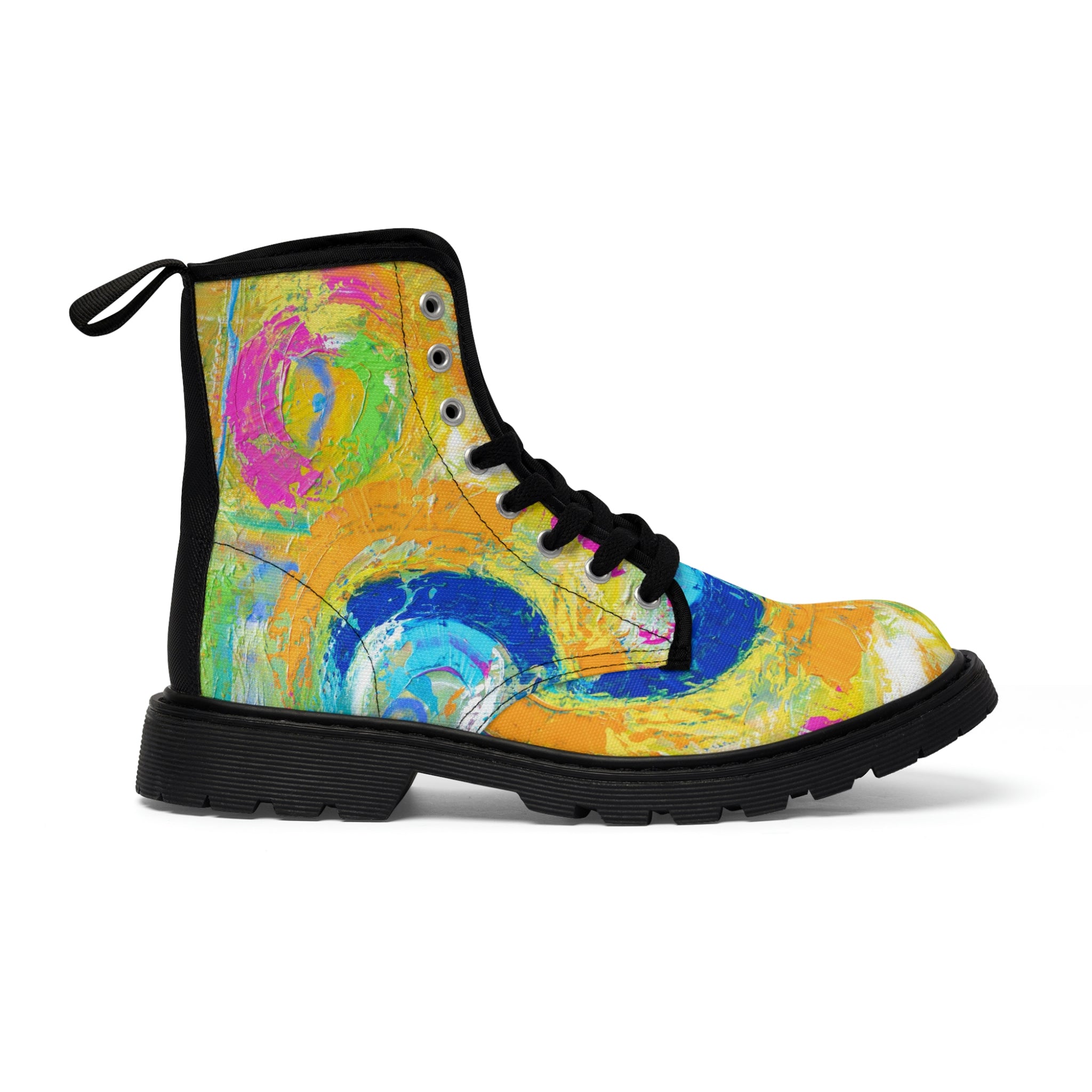 Women's Canvas Boots Womens Boots, Vegan Leather, Art On Shoes