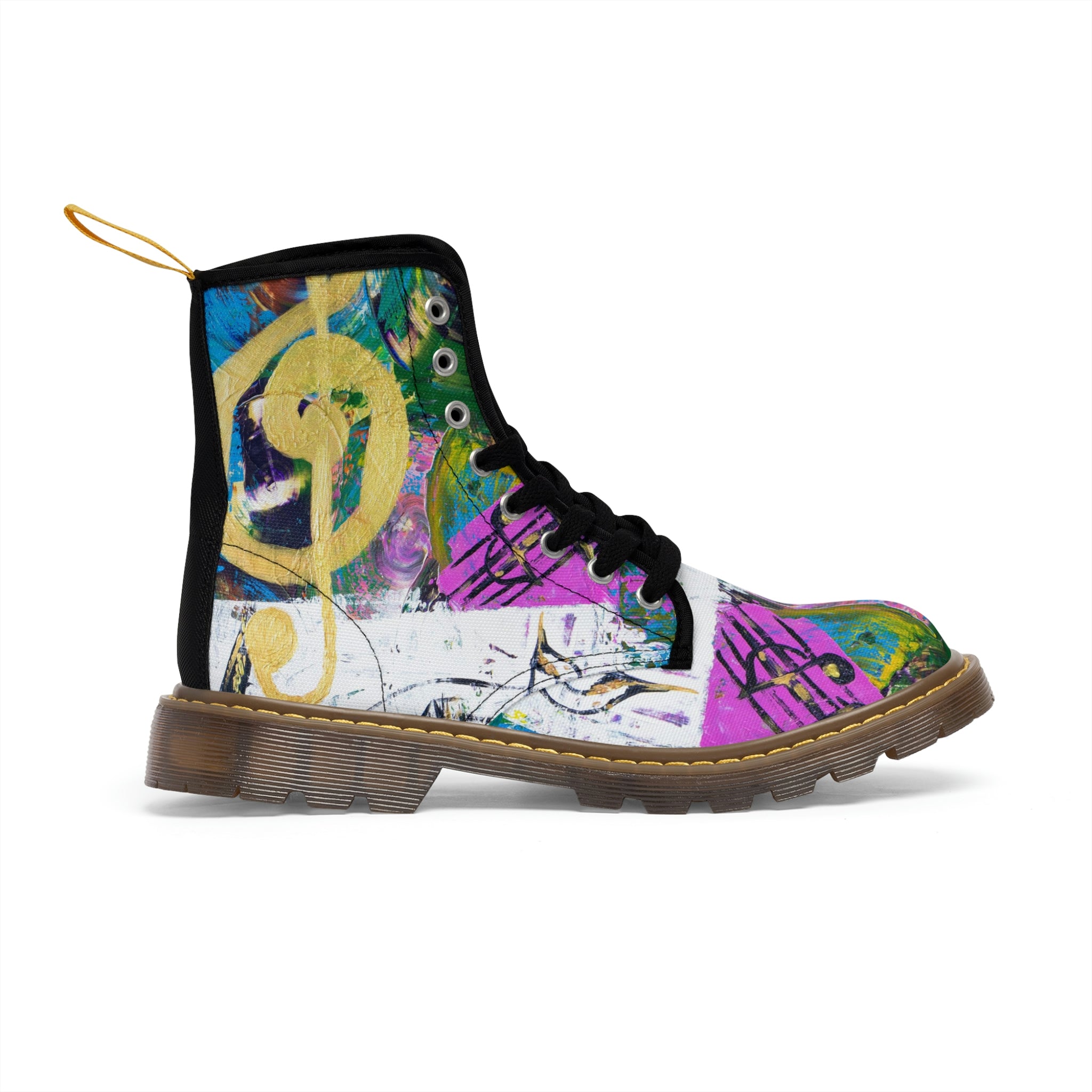 Women's Canvas Boots Womens Boots, Vegan Leather, Art On Shoes