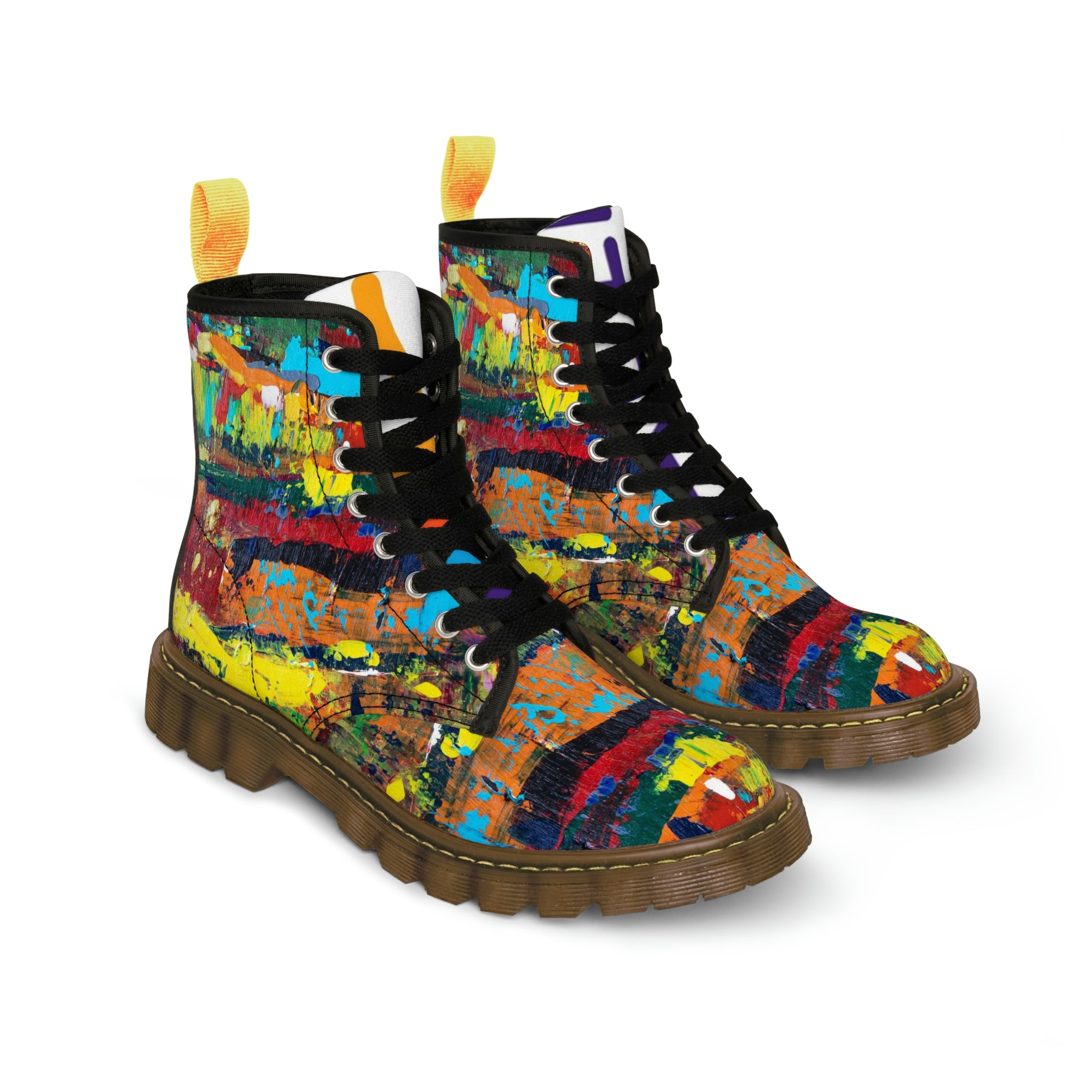 Women's Canvas Boots Womens Boots, Vegan Leather, Art On Shoes