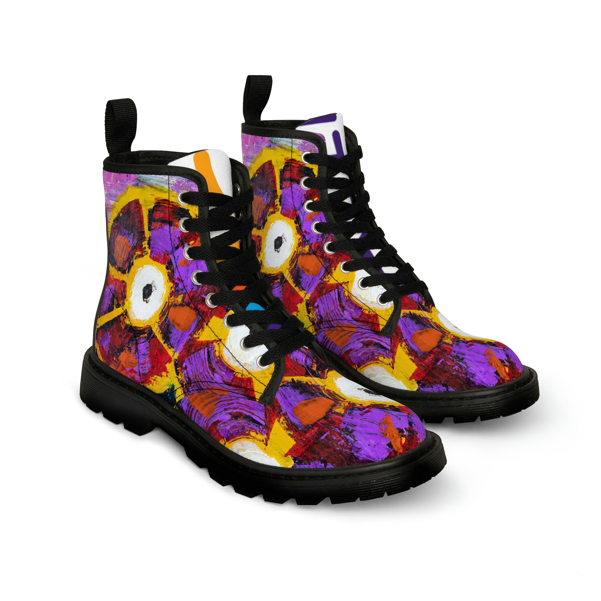 Women's Canvas Boots Womens Boots, Vegan Leather, Art On Shoes