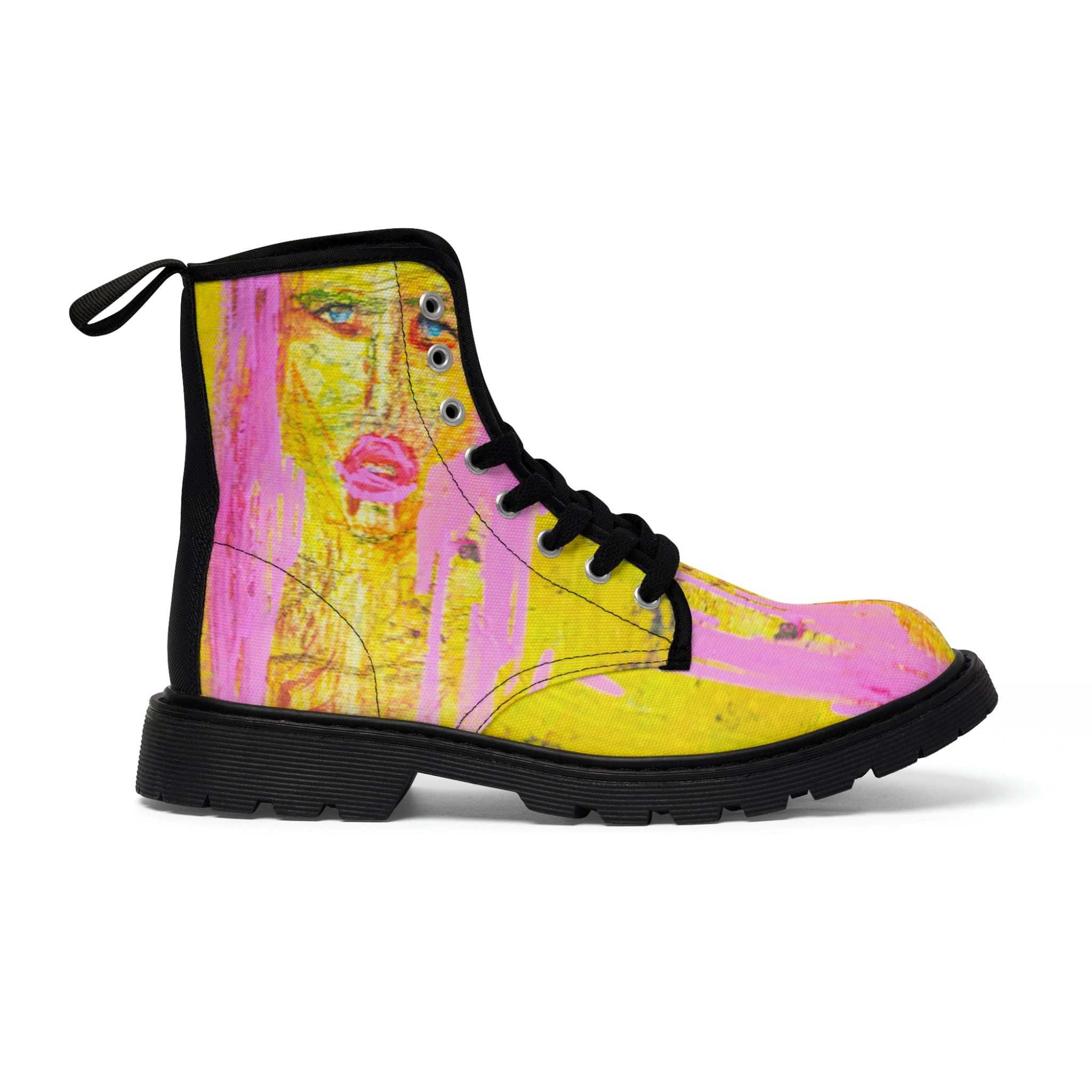 Women's Canvas Boots Womens Boots, Vegan Leather, Art On Shoes