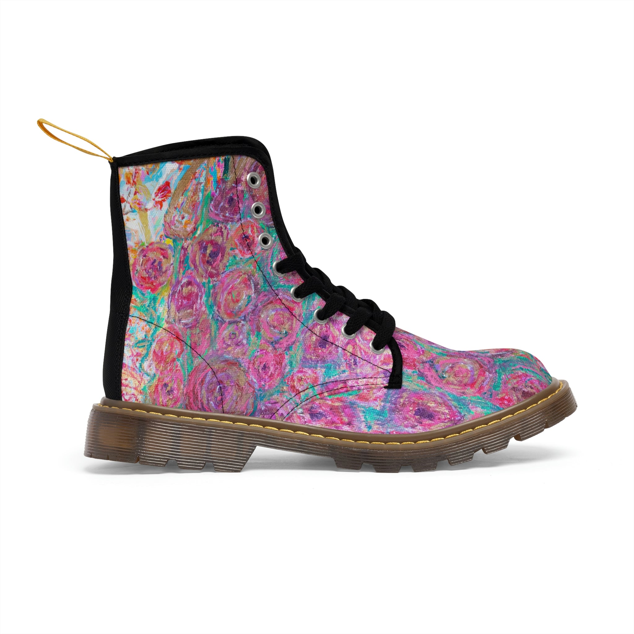 Women's Canvas Boots, Vegan Leather, Art On Shoes