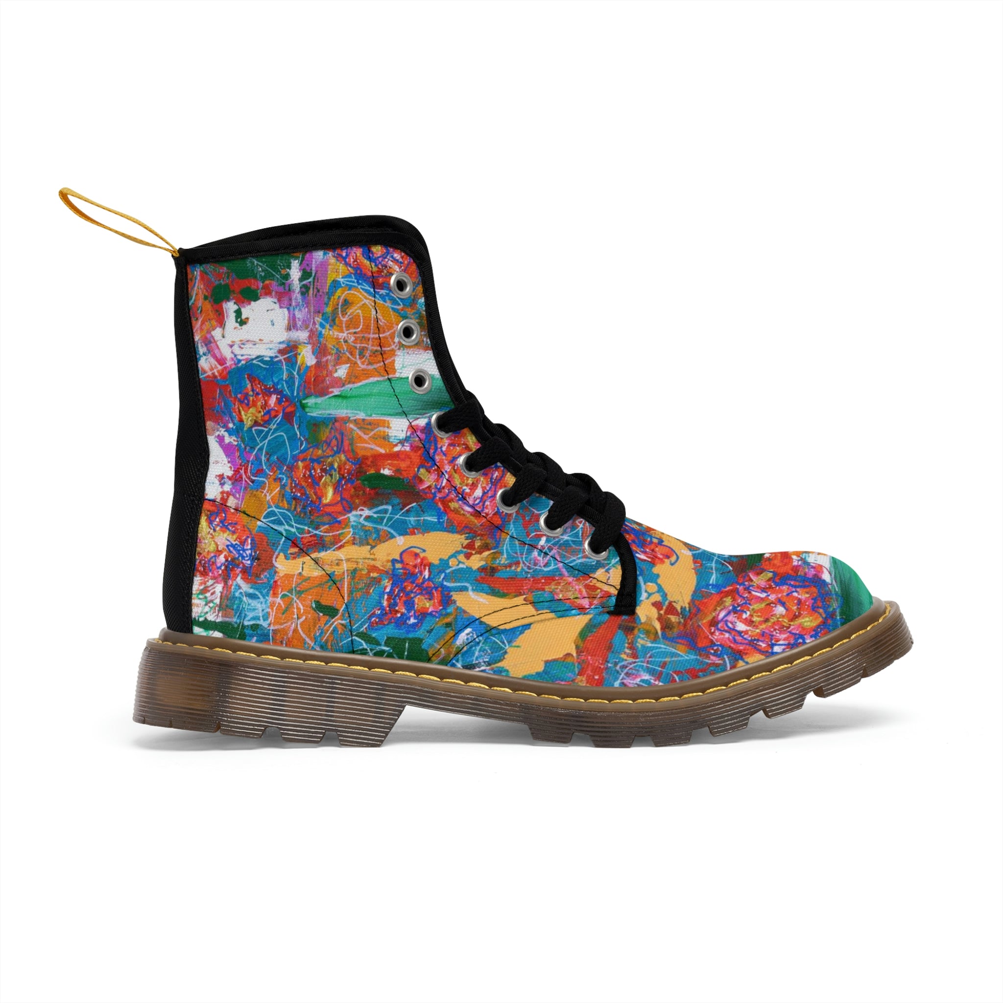 Women's Canvas Boots Womens Boots, Vegan Leather, Art On Shoes