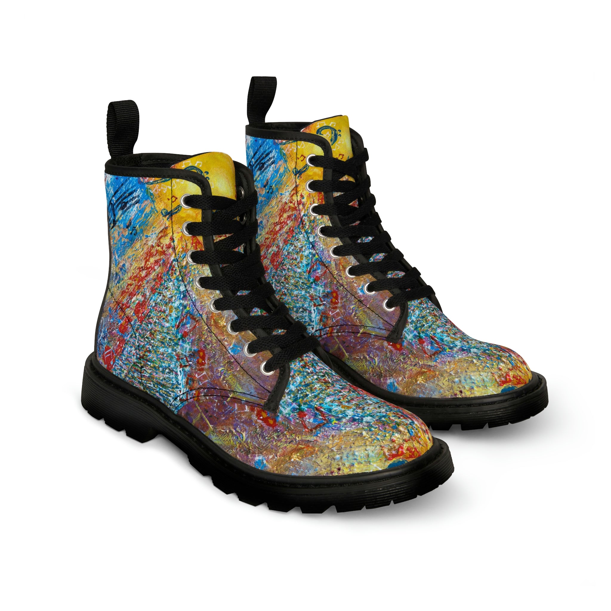 Women's Canvas Boots Womens Boots, Vegan Leather, Art On Shoes