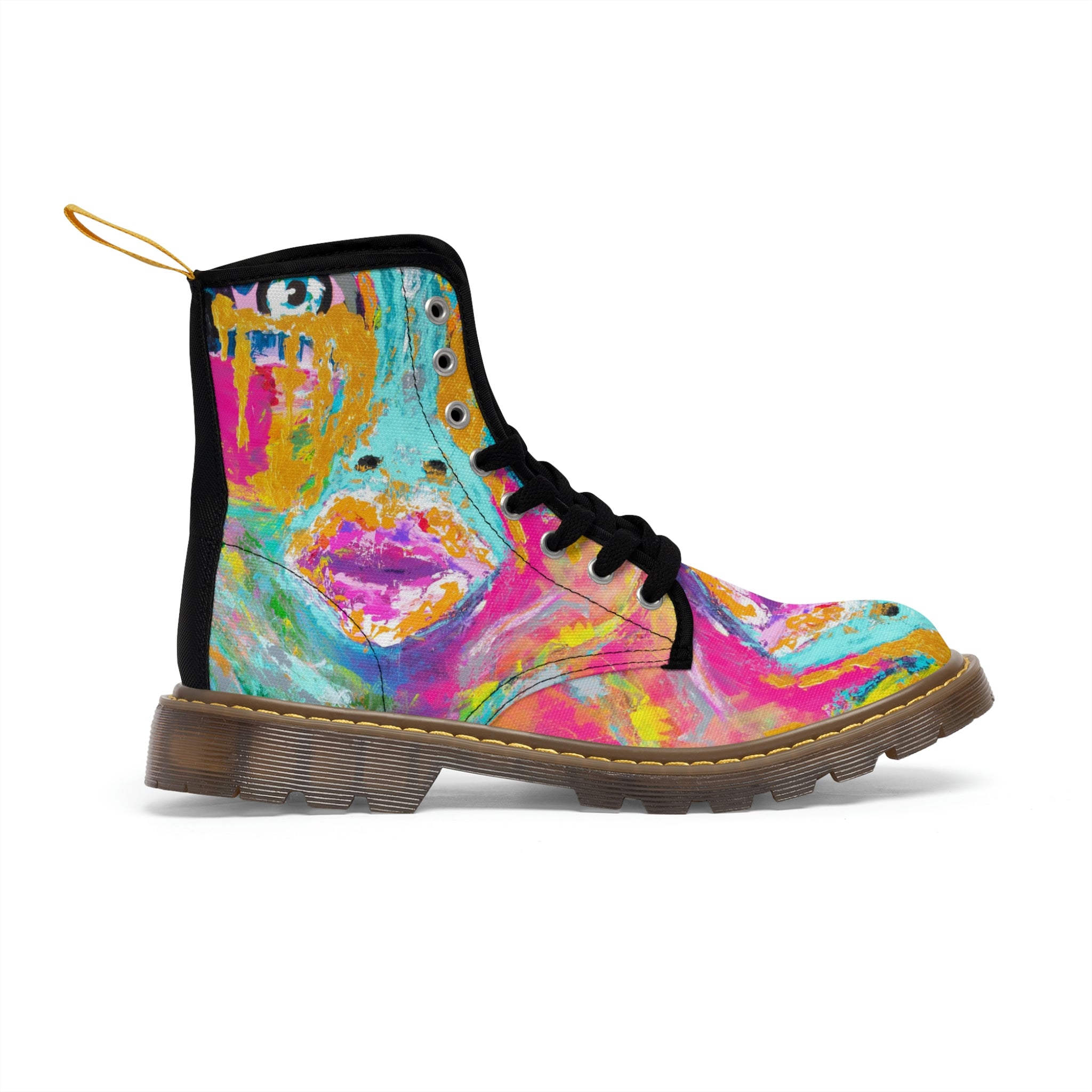 Women's Canvas Boots Womens Boots, Vegan Leather, Art On Shoes