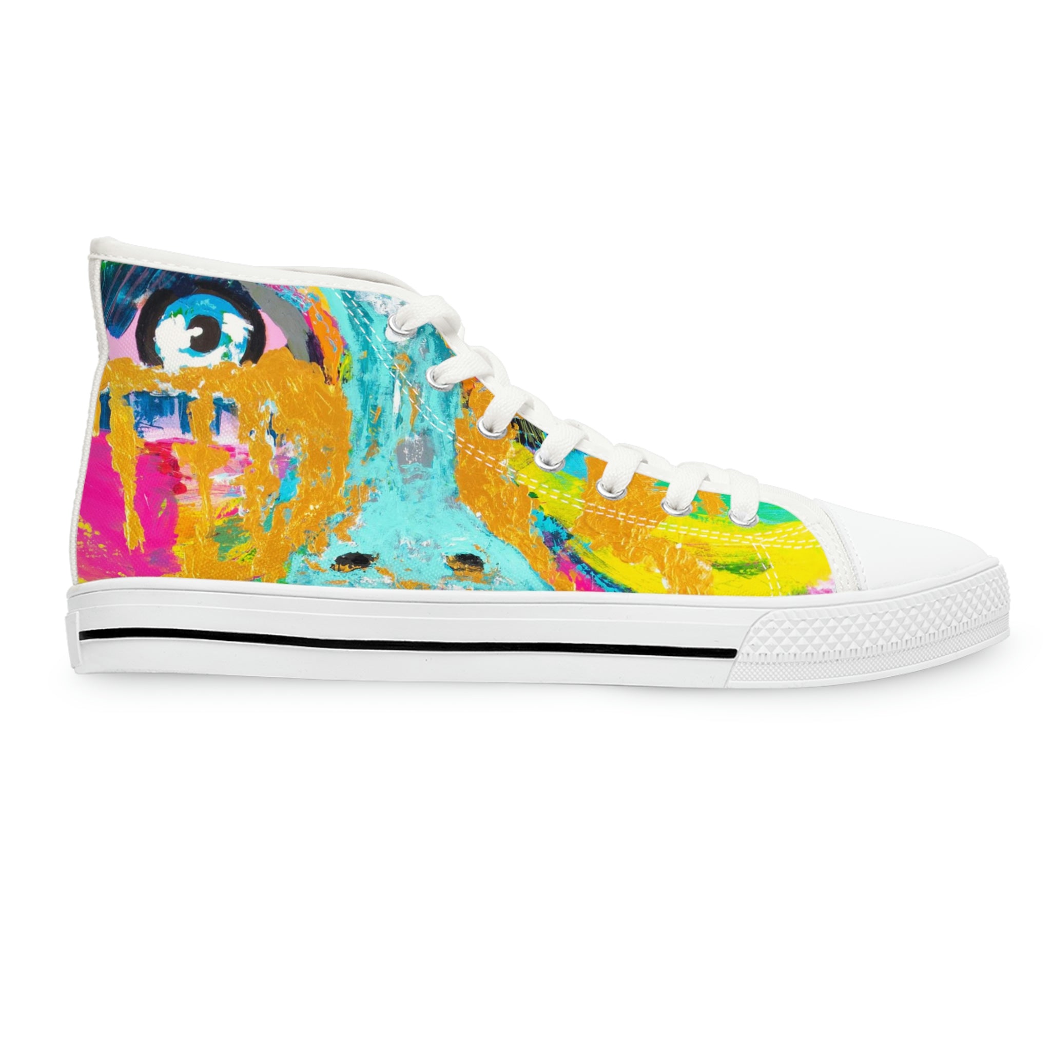 Women's High Top Sneakers, Art On Shoes, Abstract Woman Painted By A Professional Abstract Painting Artist