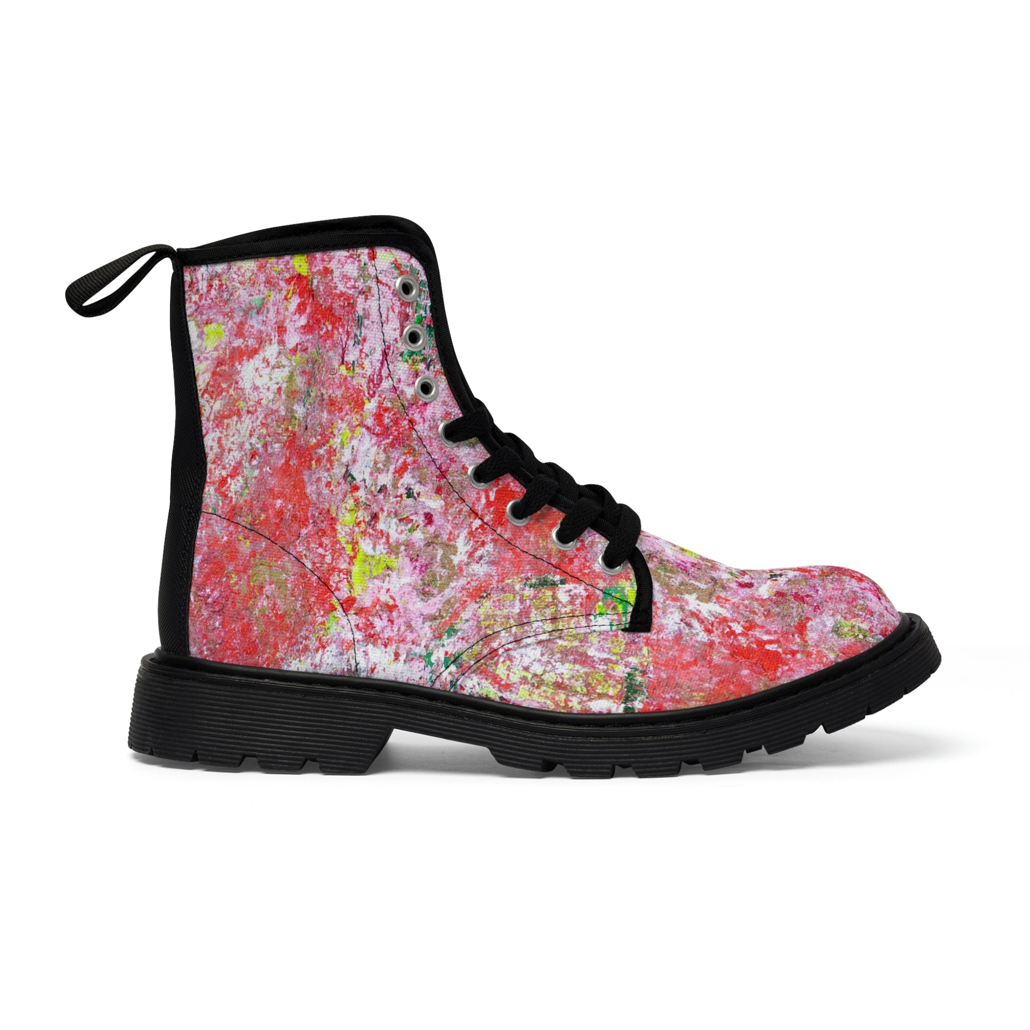 Women's Canvas Boots, Vegan Leather, Art On Shoes