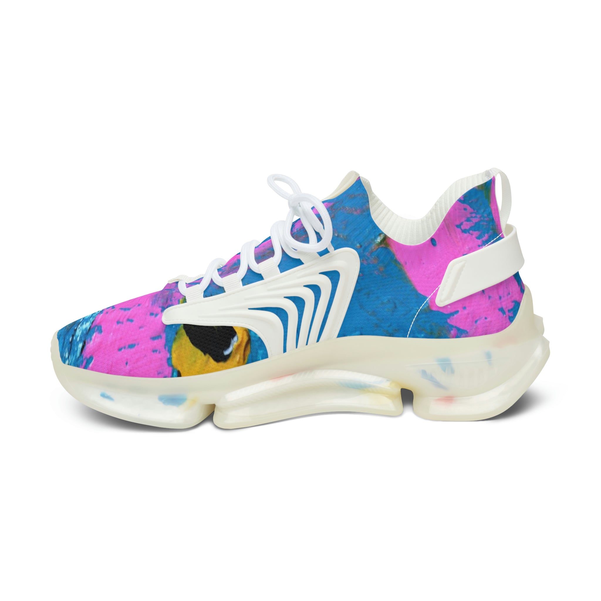 Mesh Women's Low Top Sneakers, Art On Shoes, Abstract Sky Painted By A Professional Abstract Painting Artist