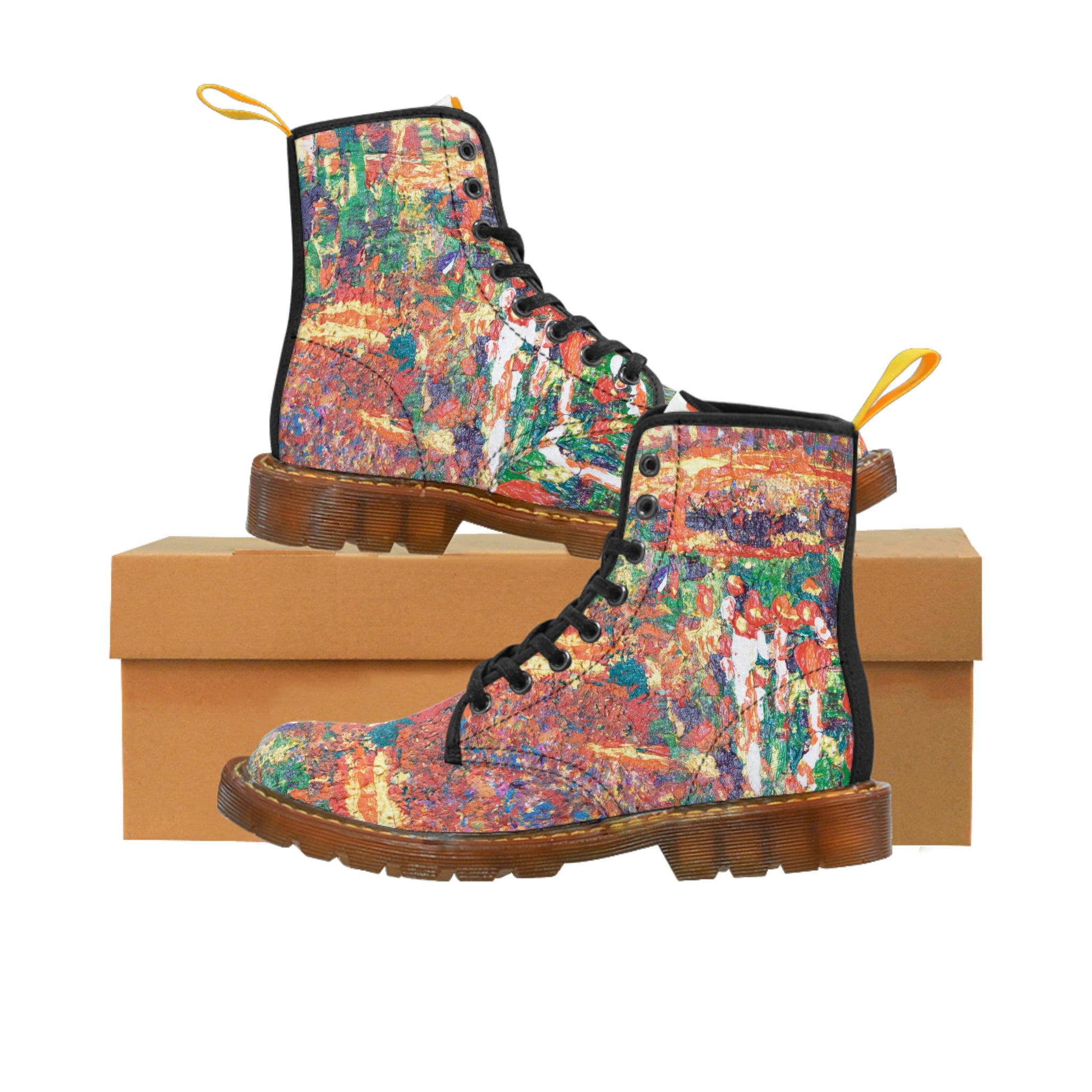 Women's Canvas Boots, Vegan Leather, Art On Shoes