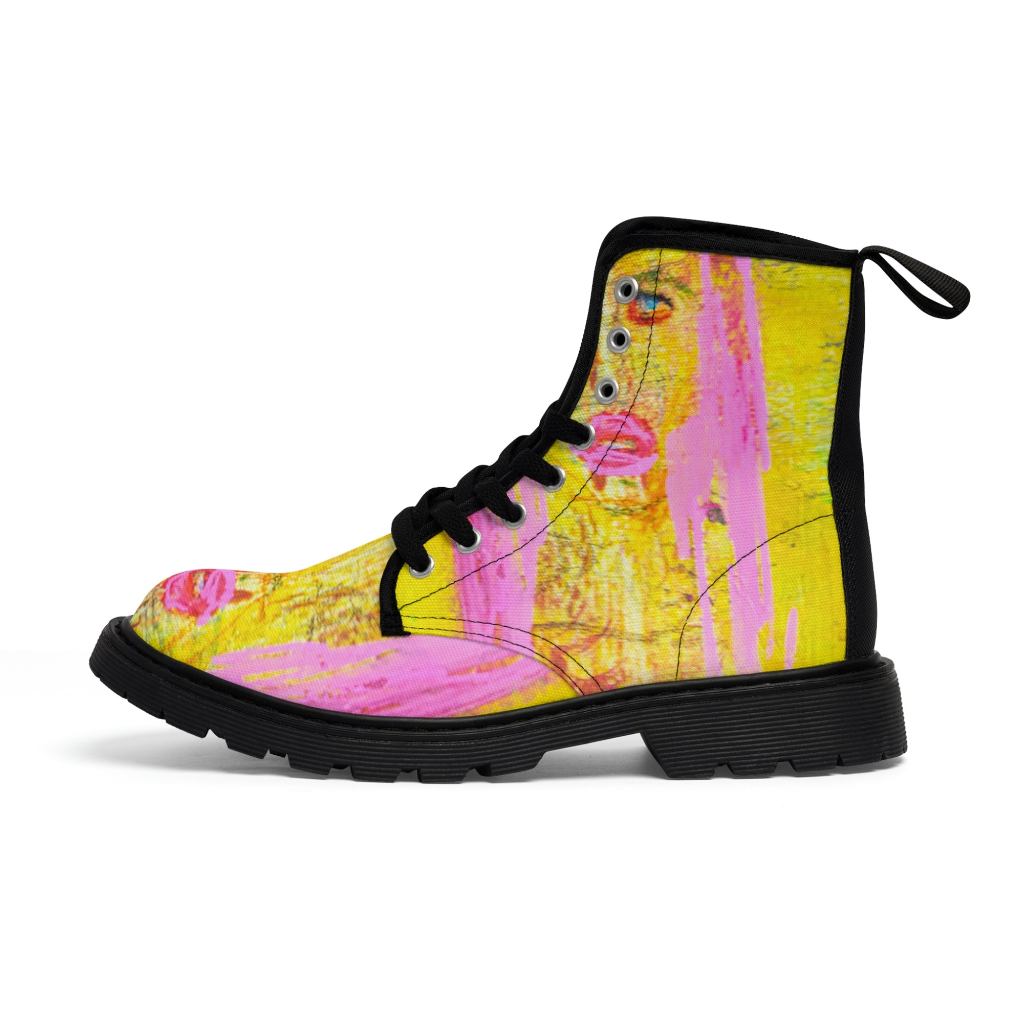 Women's Canvas Boots Womens Boots, Vegan Leather, Art On Shoes