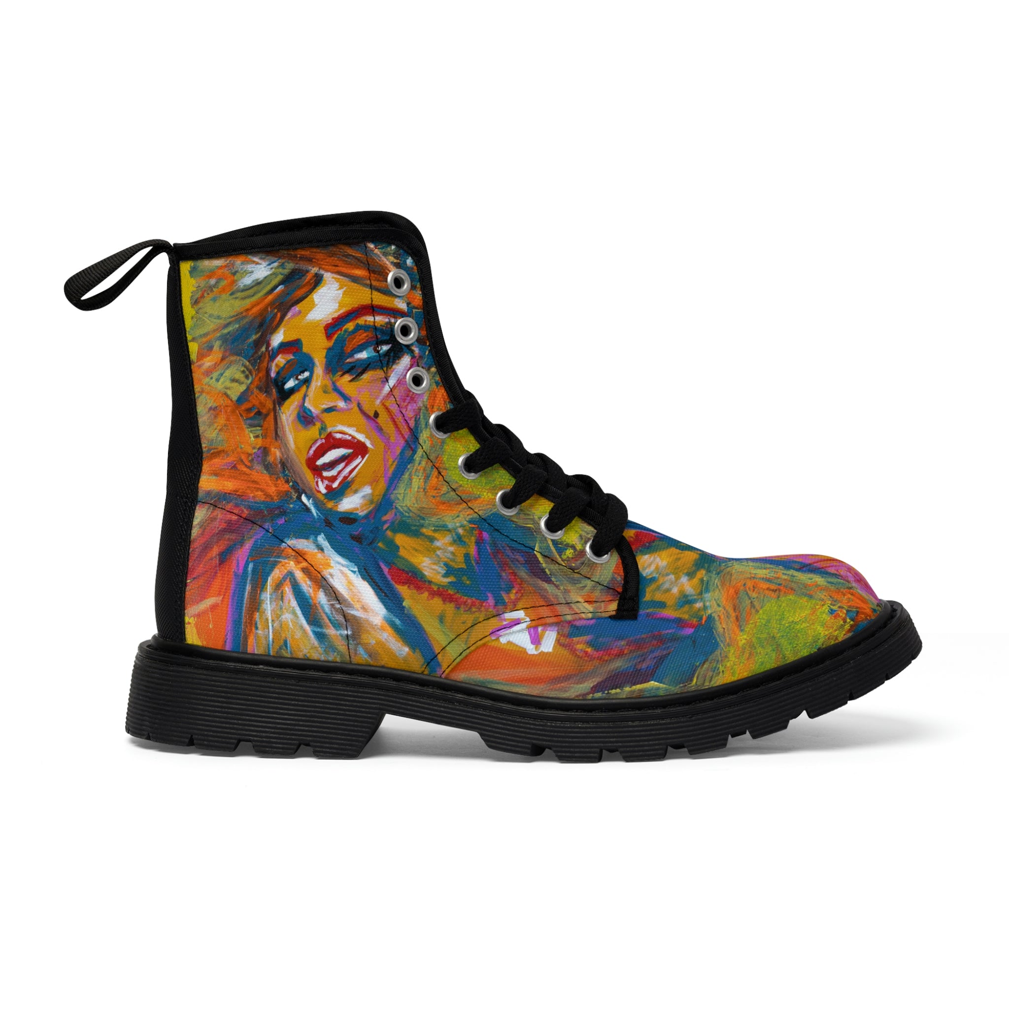 Women's Canvas Boots Womens Boots, Vegan Leather, Art On Shoes