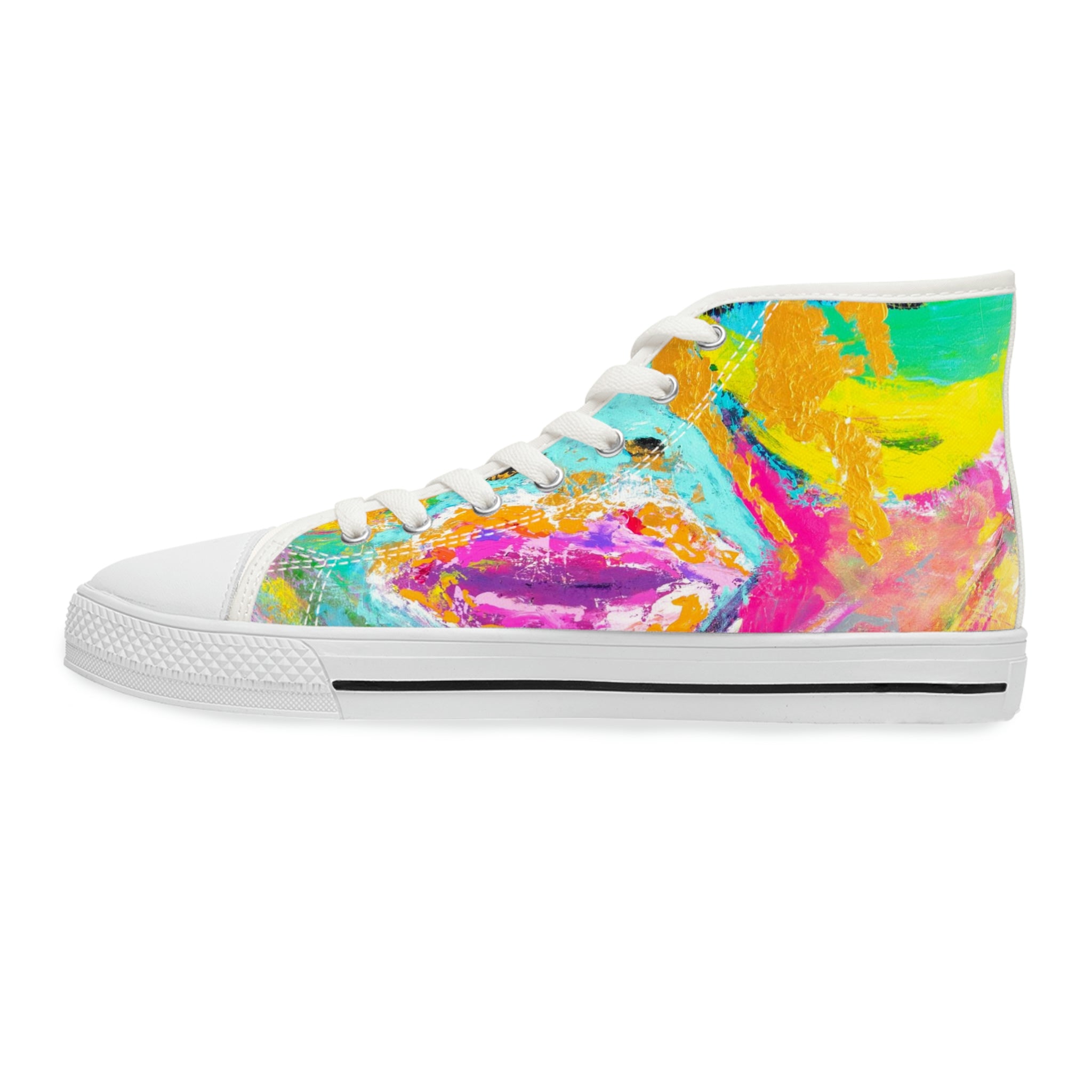 Women's High Top Sneakers, Art On Shoes, Abstract Woman Painted By A Professional Abstract Painting Artist