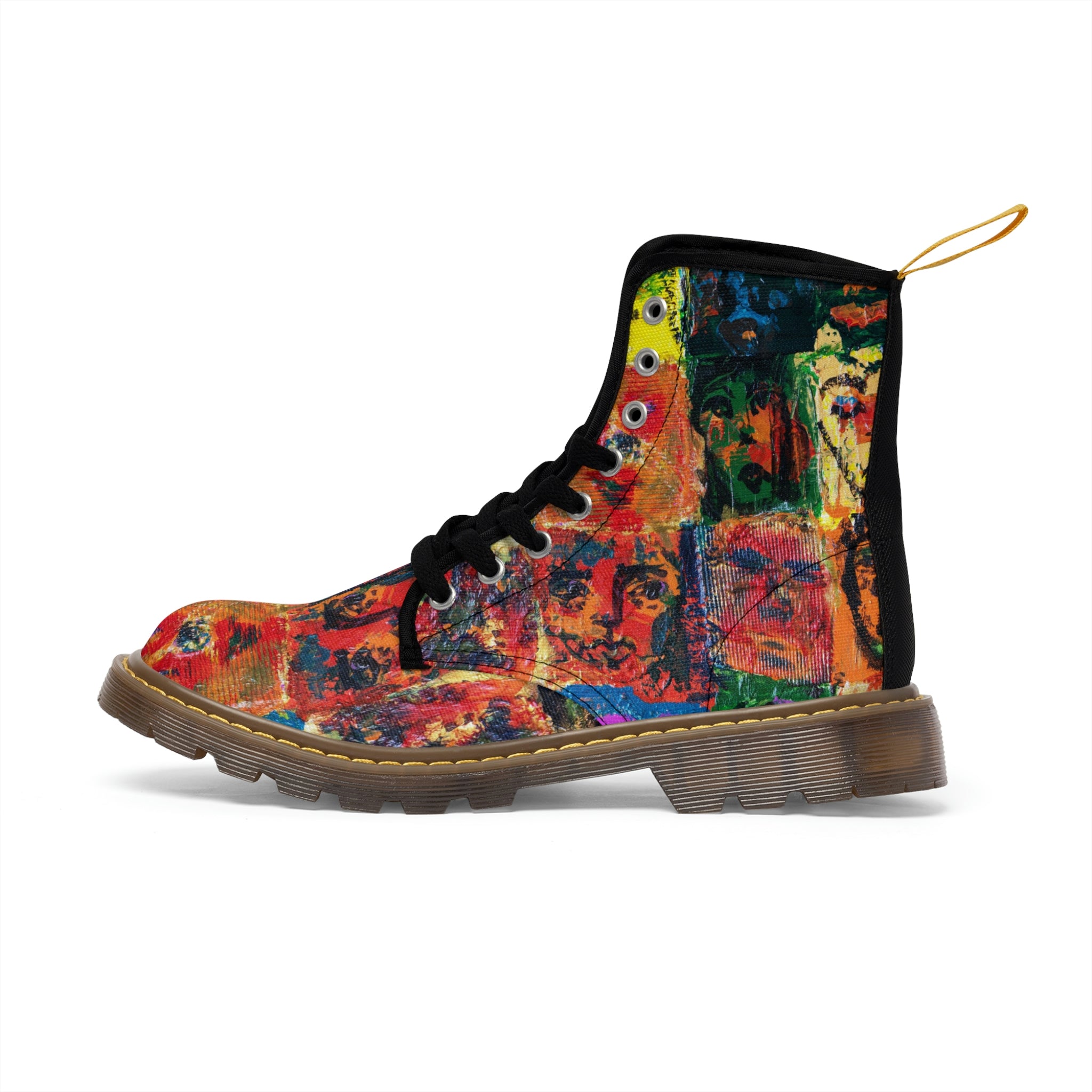 Women's Canvas Boots Womens Boots, Vegan Leather, Art On Shoes