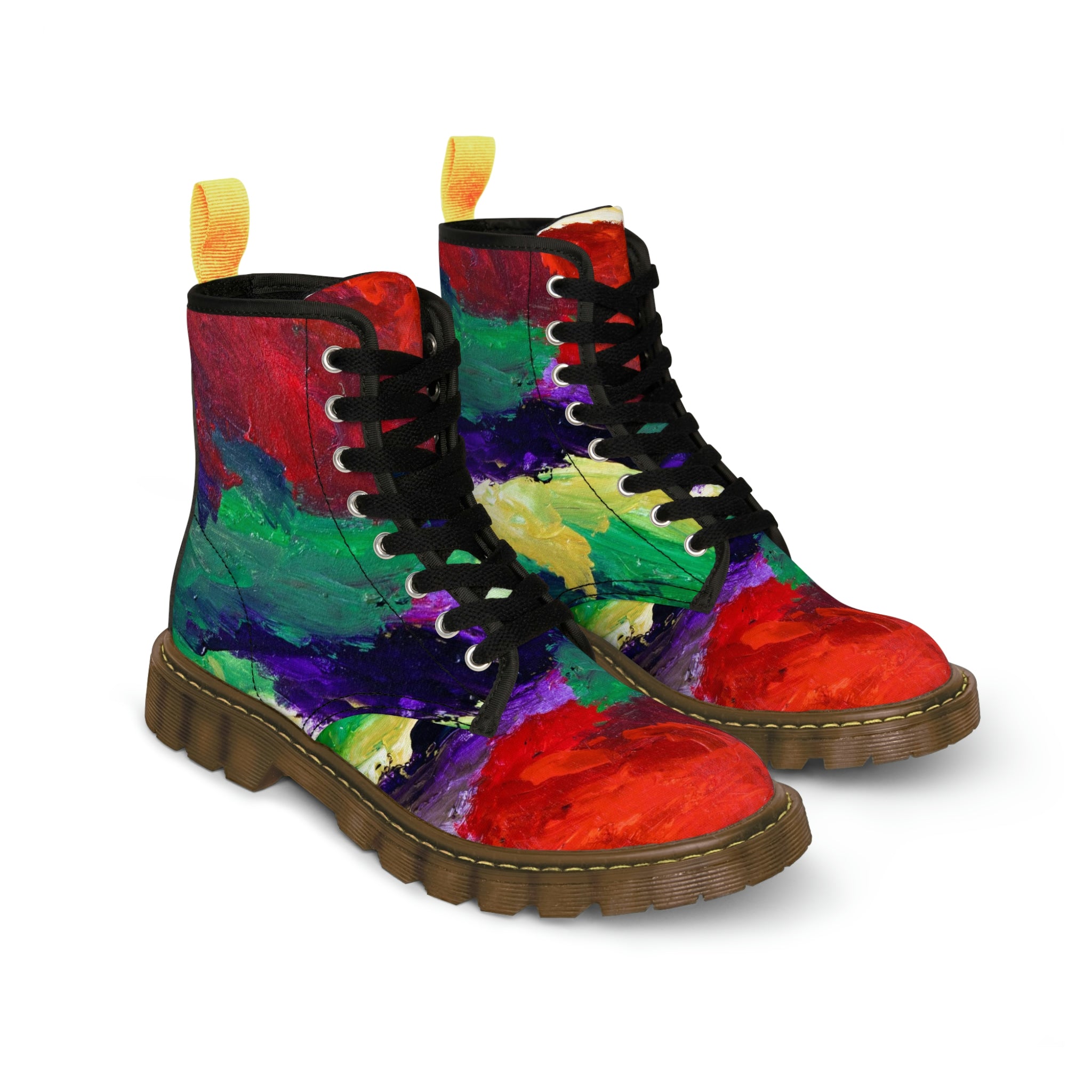 Women's Canvas Boots Womens Boots, Vegan Leather, Art On Shoes