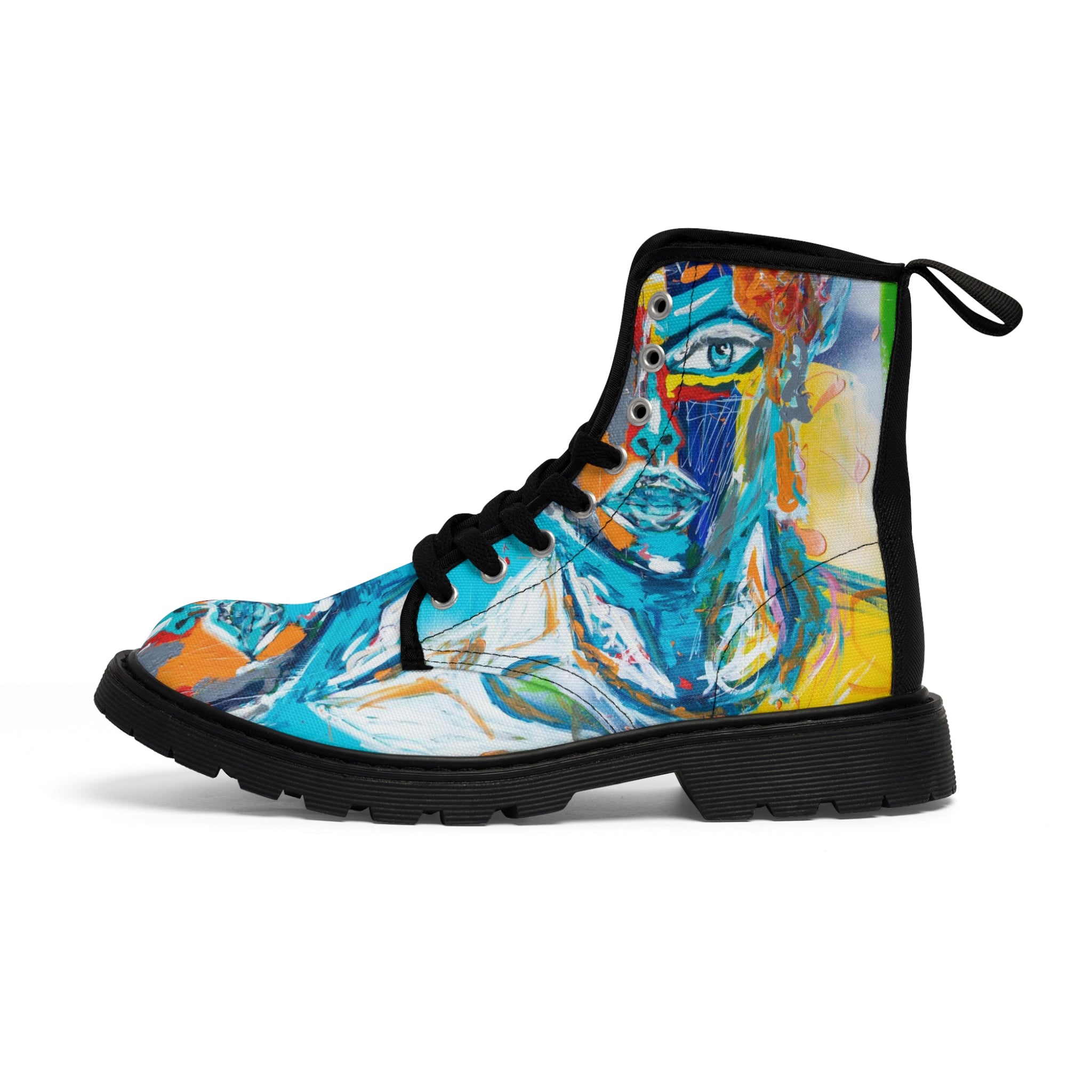 Women's Canvas Boots Womens Boots, Vegan Leather, Art On Shoes