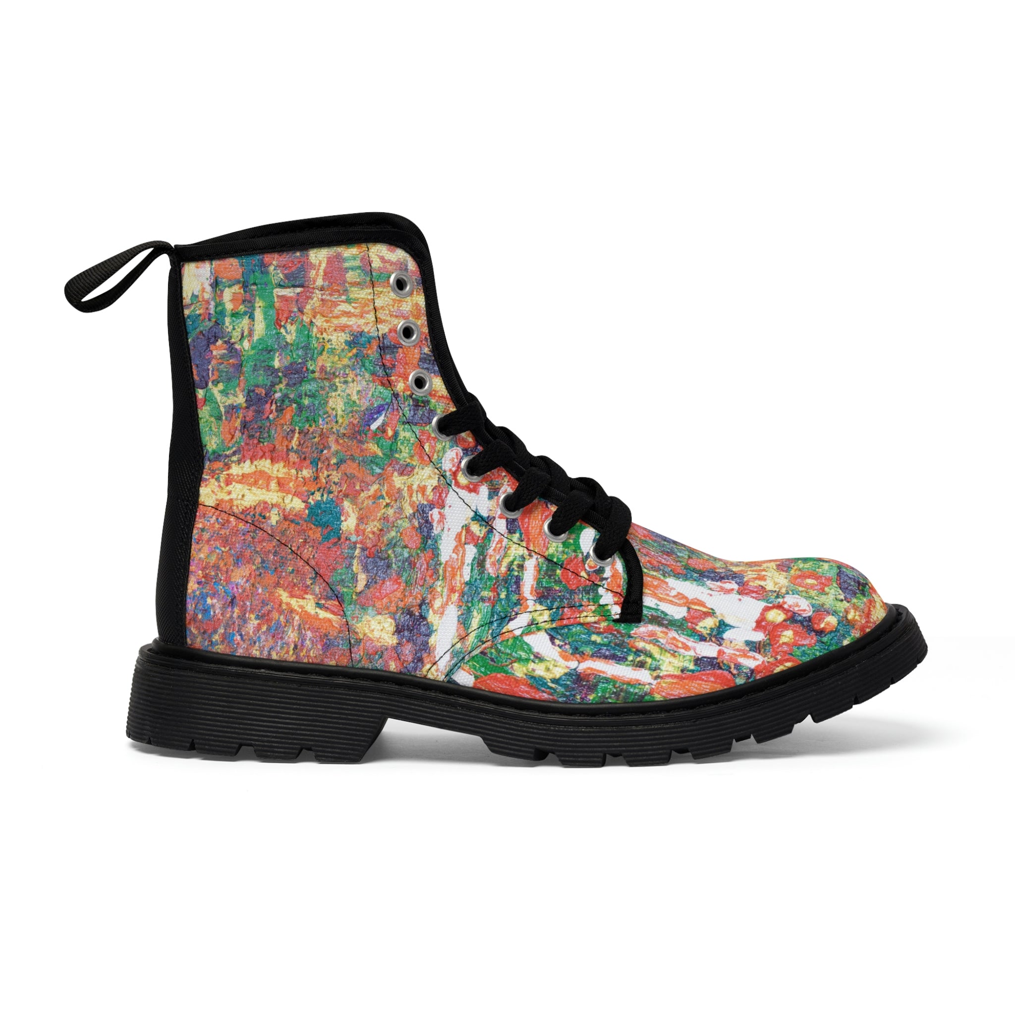 Women's Canvas Boots, Vegan Leather, Art On Shoes