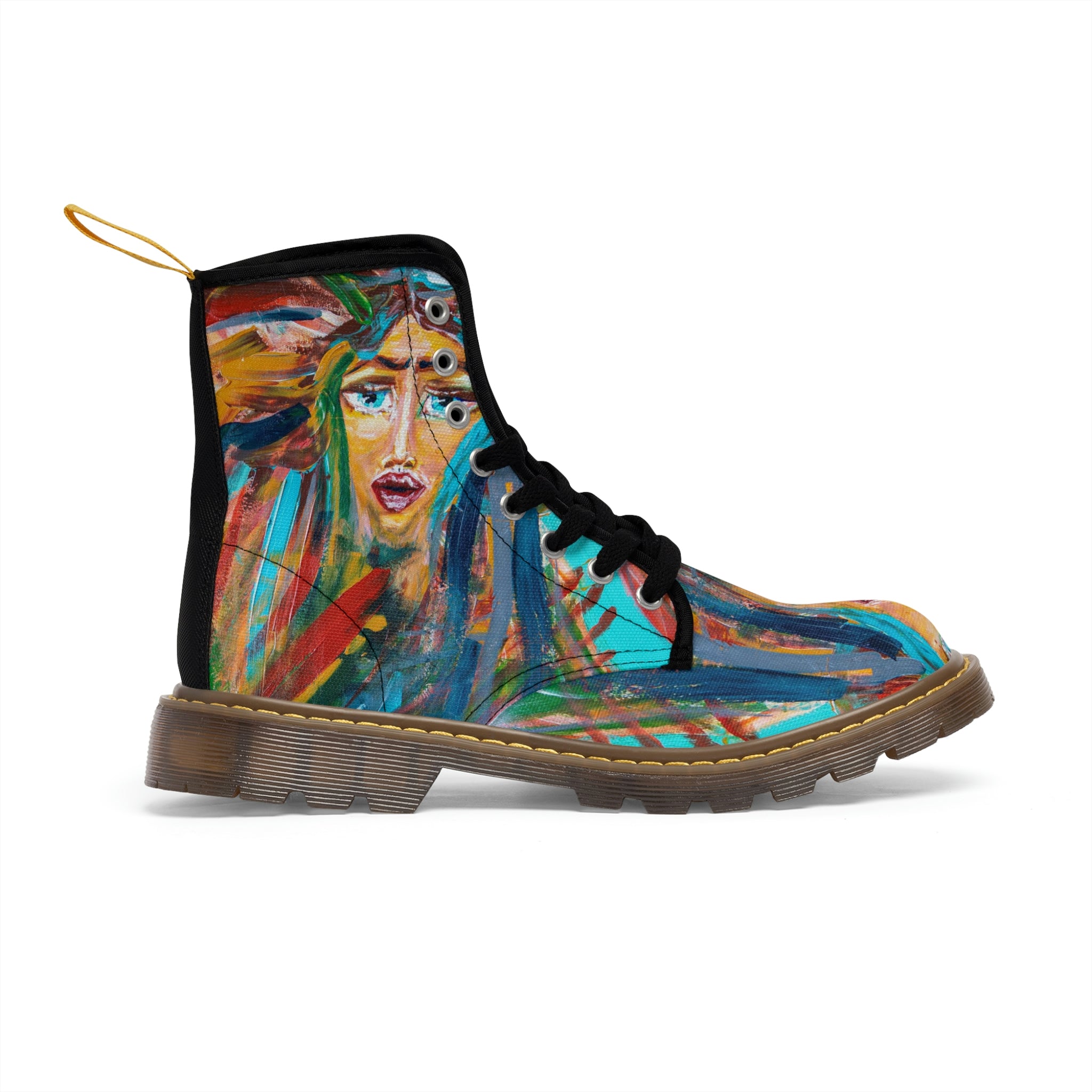 Women's Canvas Boots Womens Boots, Vegan Leather, Art On Shoes