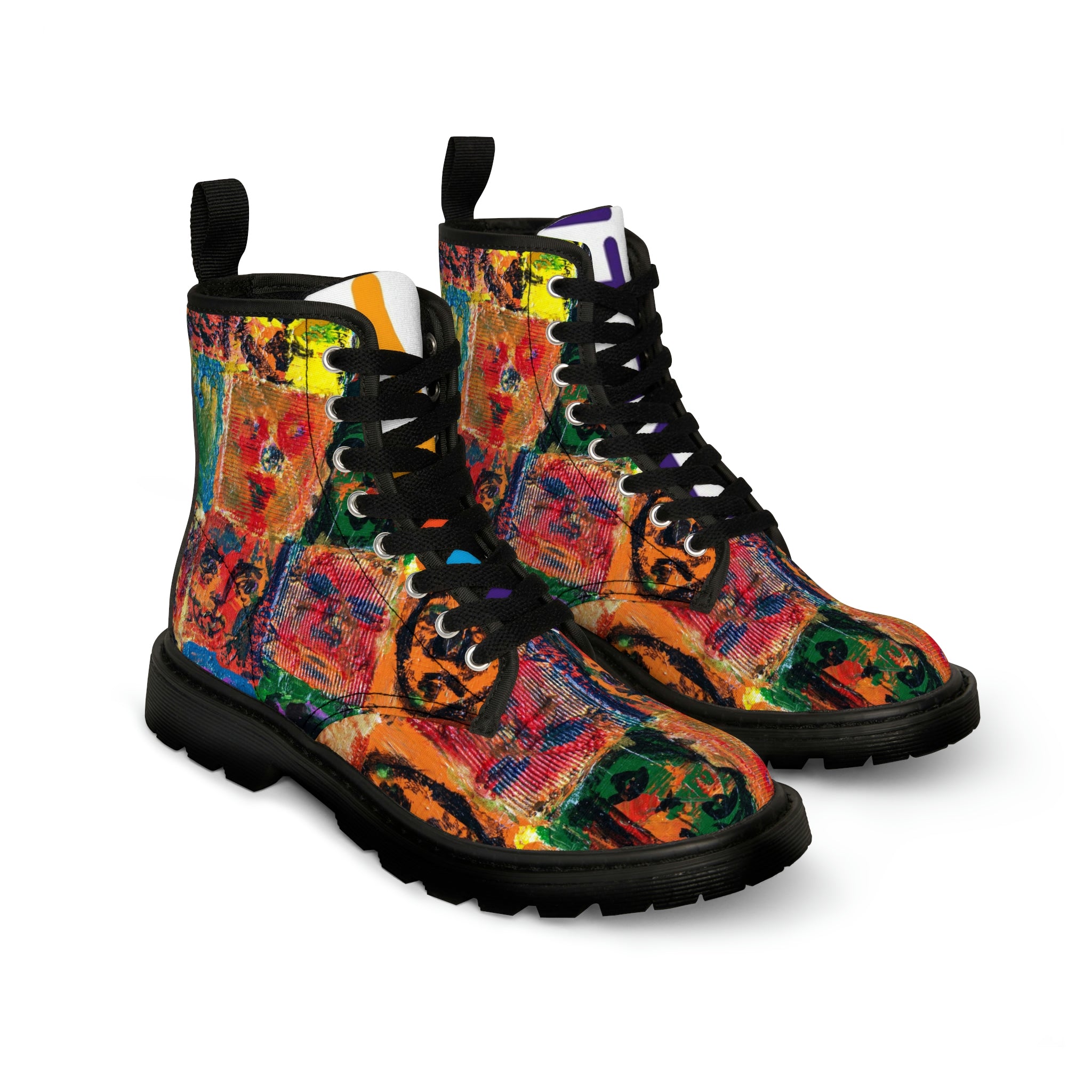 Women's Canvas Boots Womens Boots, Vegan Leather, Art On Shoes