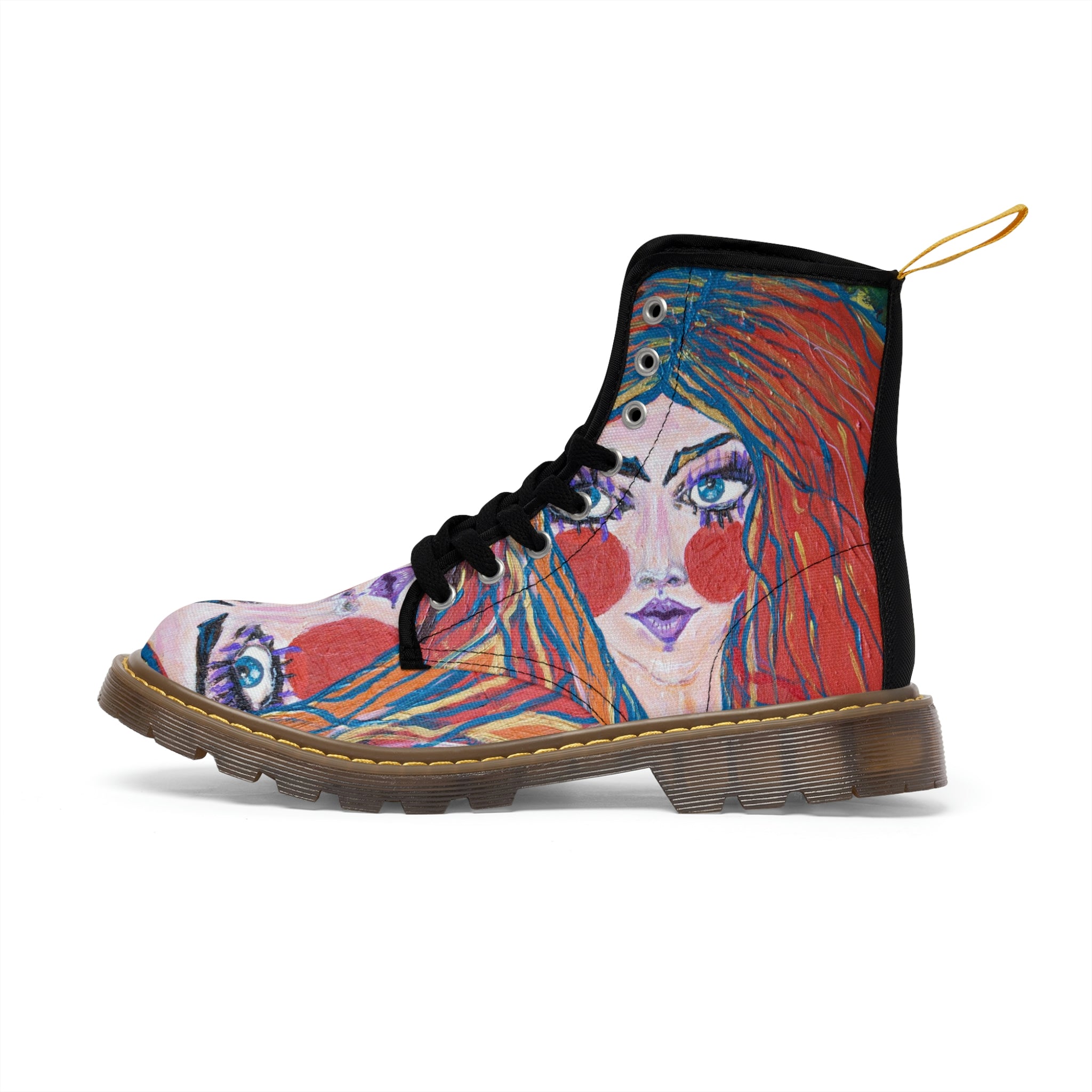 Women's Canvas Boots Womens Boots, Vegan Leather, Art On Shoes