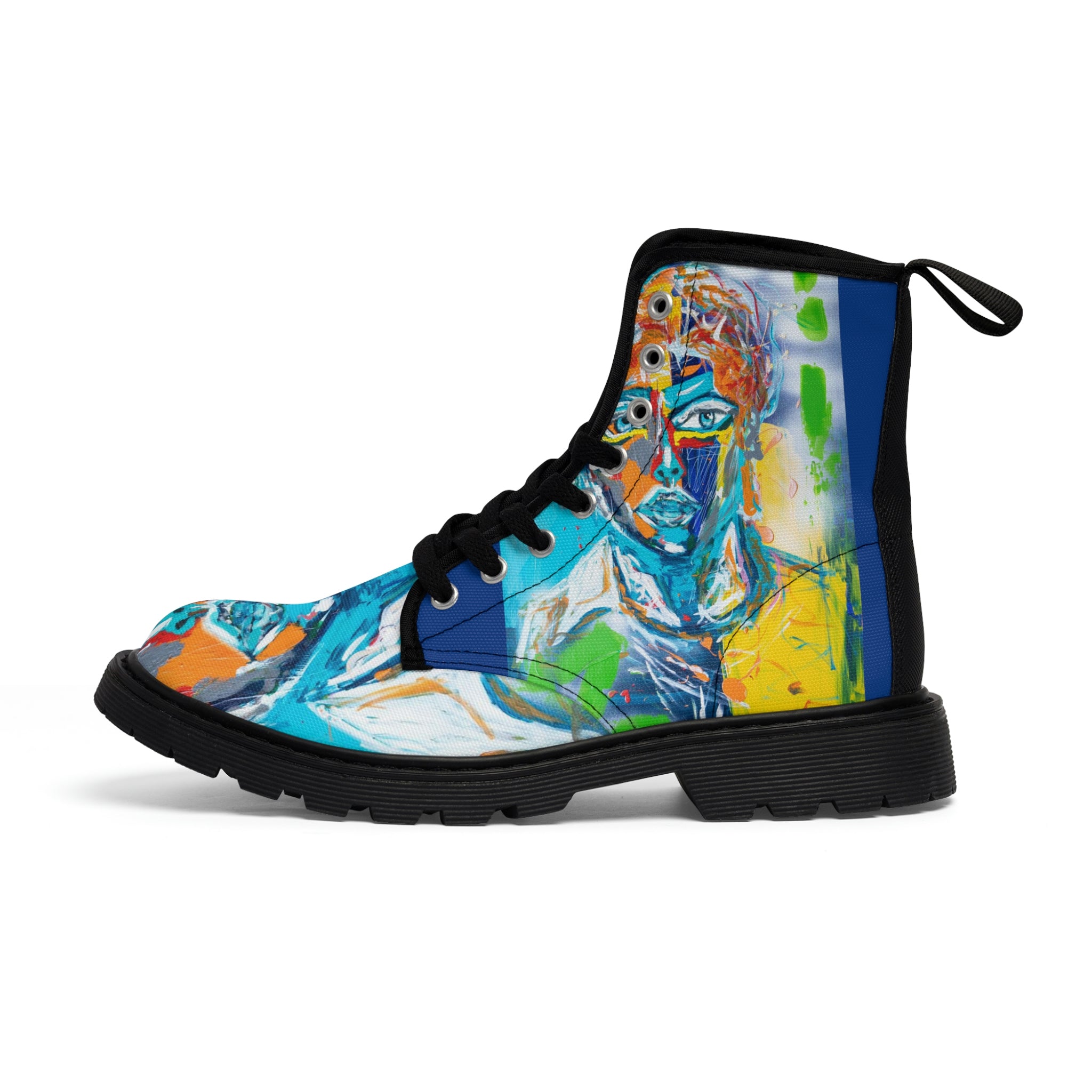 Women's Canvas Boots Womens Boots, Vegan Leather, Art On Shoes