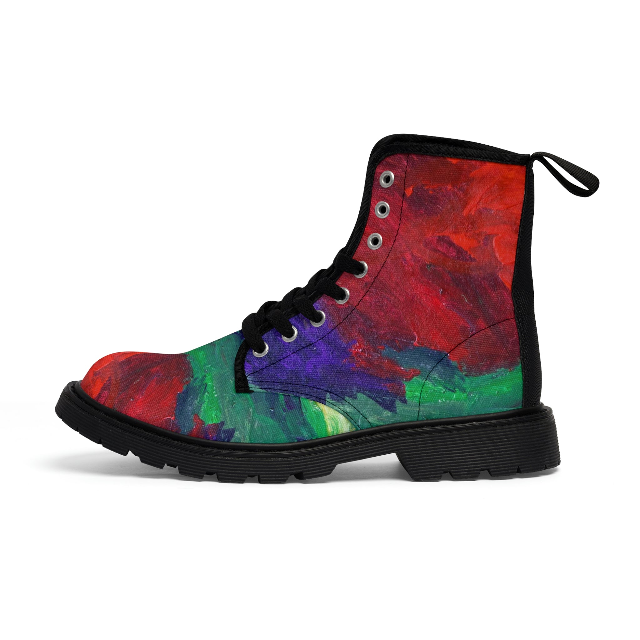 Women's Canvas Boots Womens Boots, Vegan Leather, Art On Shoes