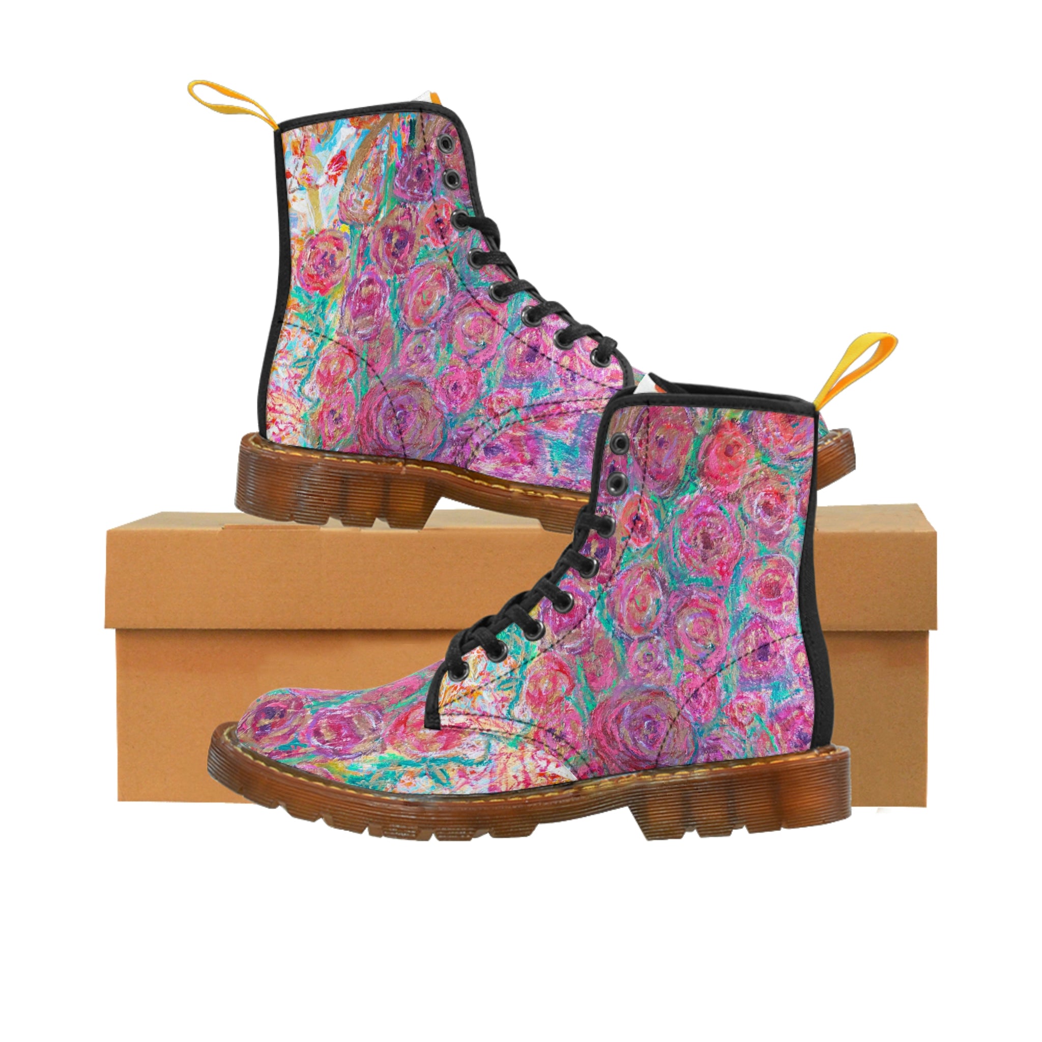 Women's Canvas Boots, Vegan Leather, Art On Shoes