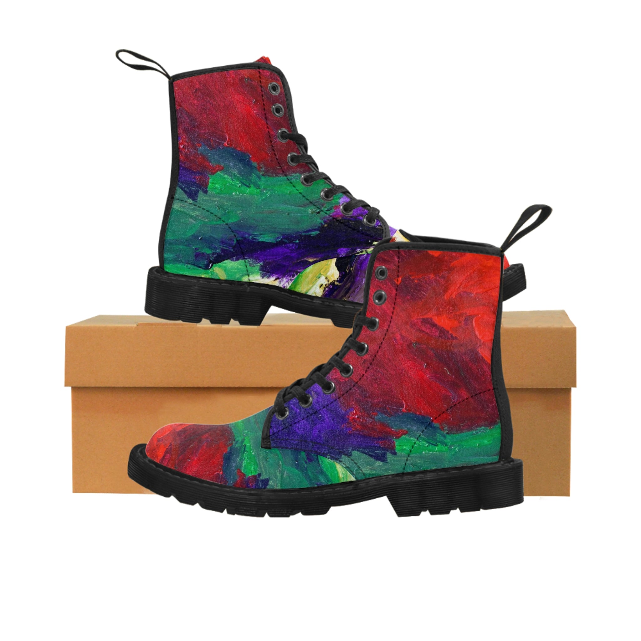 Women's Canvas Boots Womens Boots, Vegan Leather, Art On Shoes