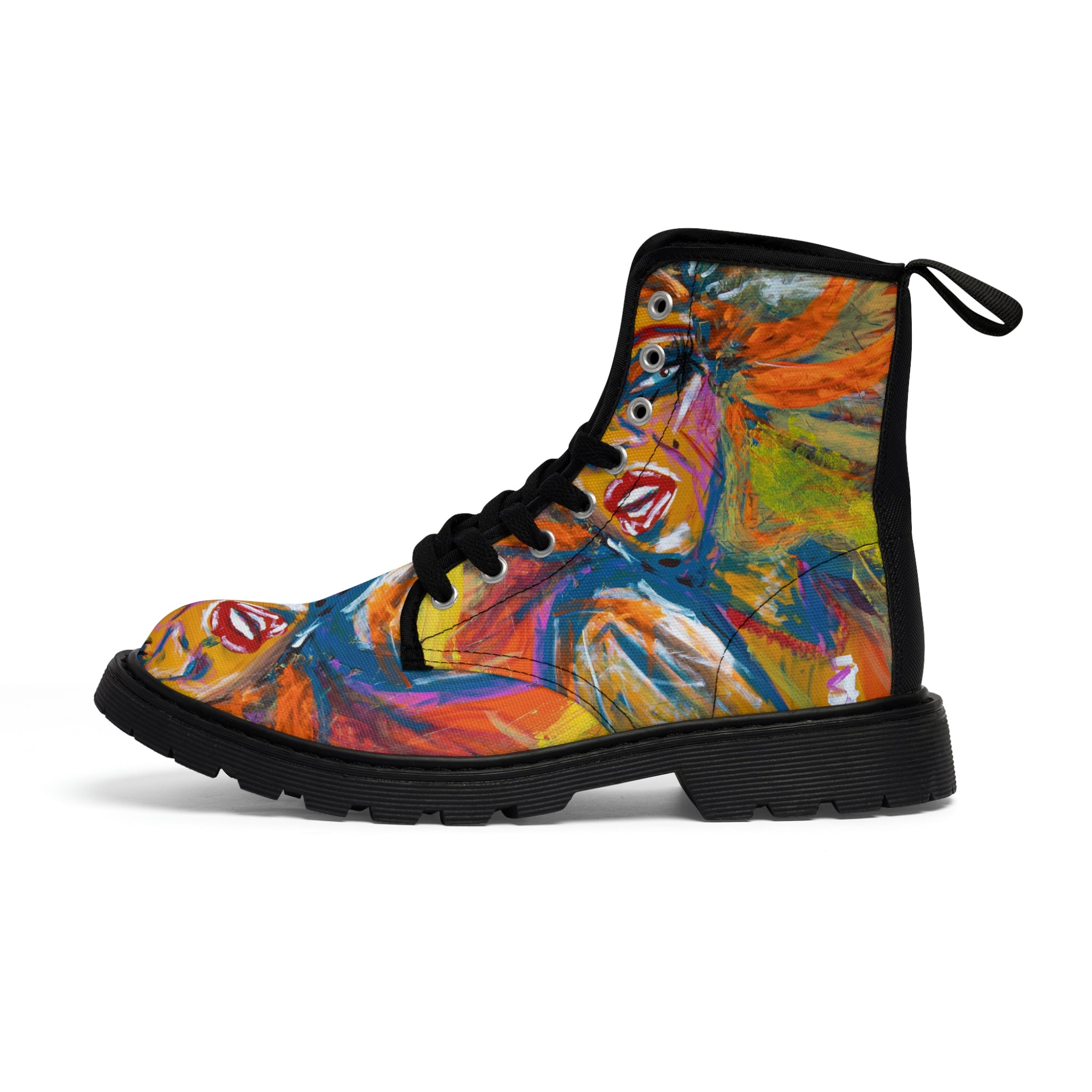 Women's Canvas Boots Womens Boots, Vegan Leather, Art On Shoes