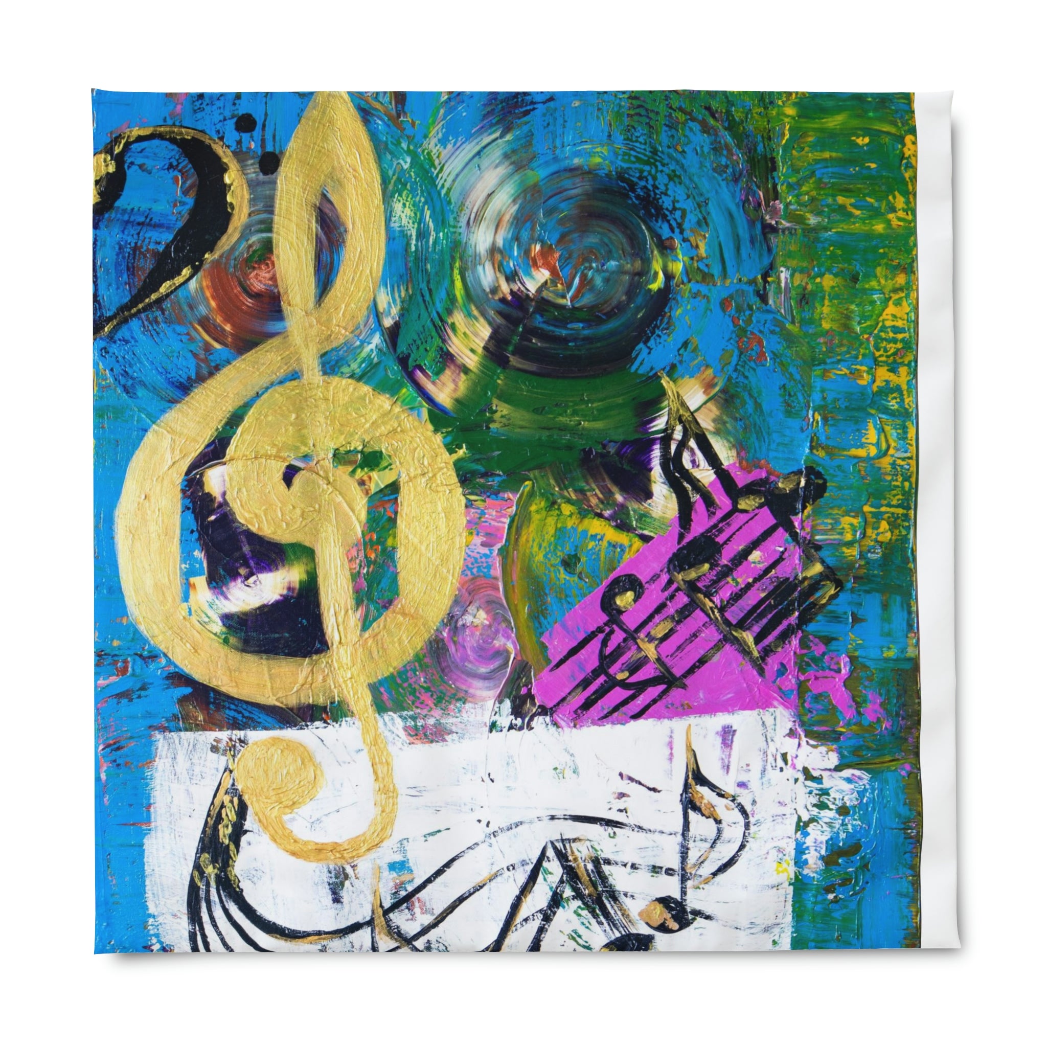 Duvet Cover, Abstract Vinyl Records, A Golden Treble Clef And Notes