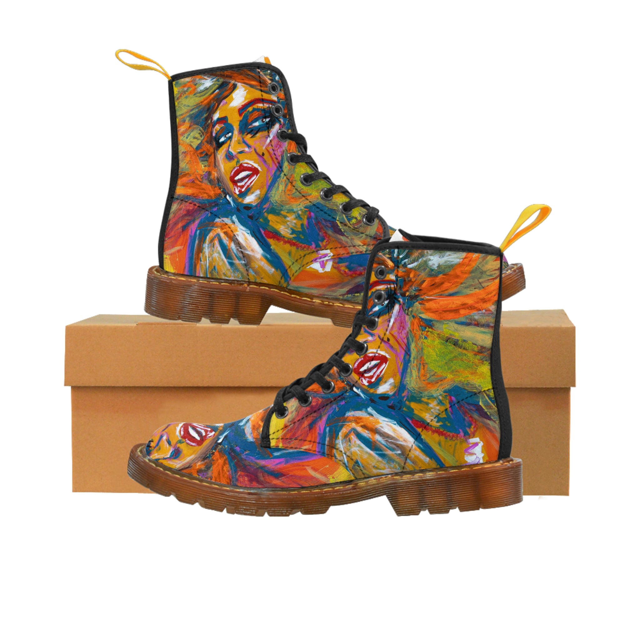 Women's Canvas Boots Womens Boots, Vegan Leather, Art On Shoes