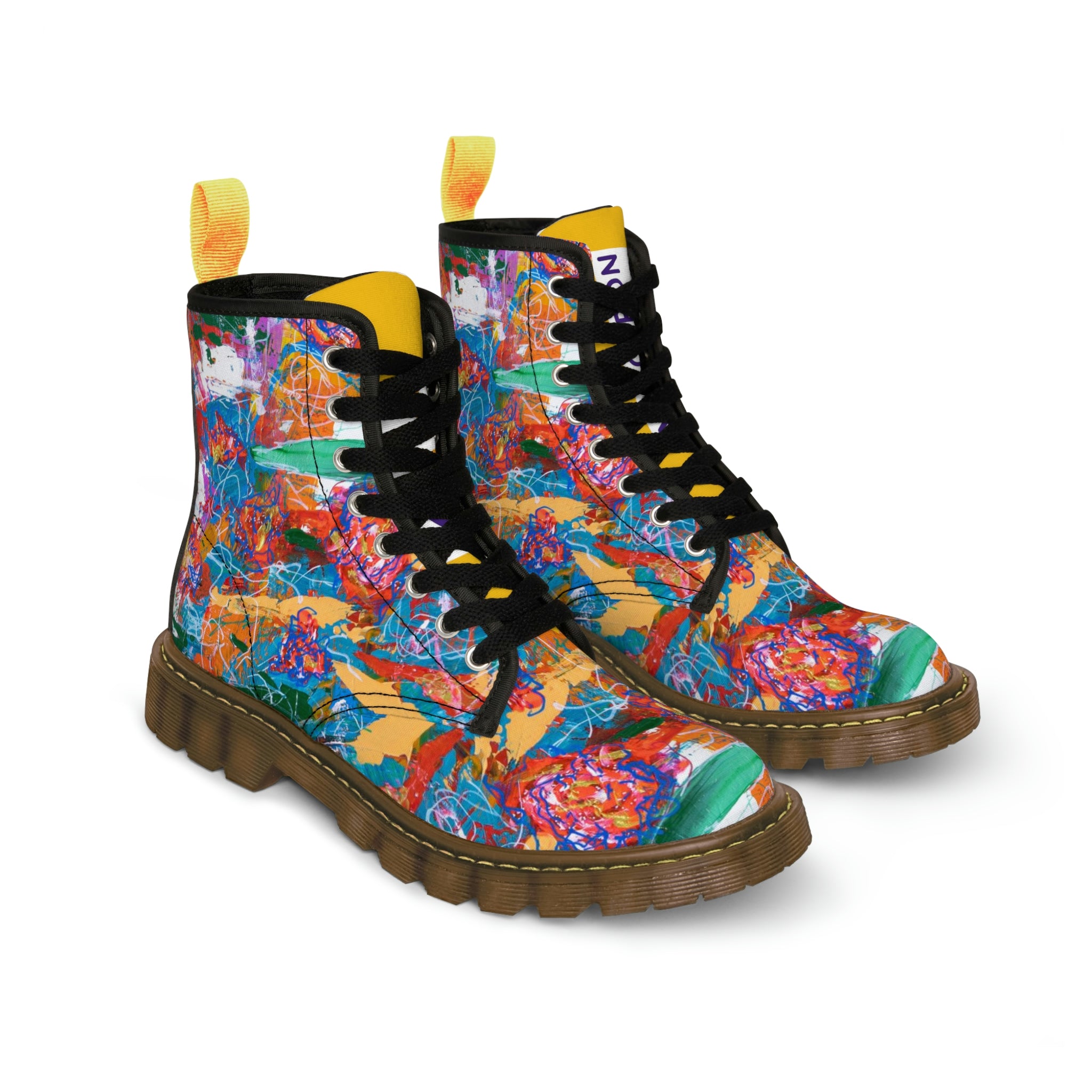 Women's Canvas Boots Womens Boots, Vegan Leather, Art On Shoes