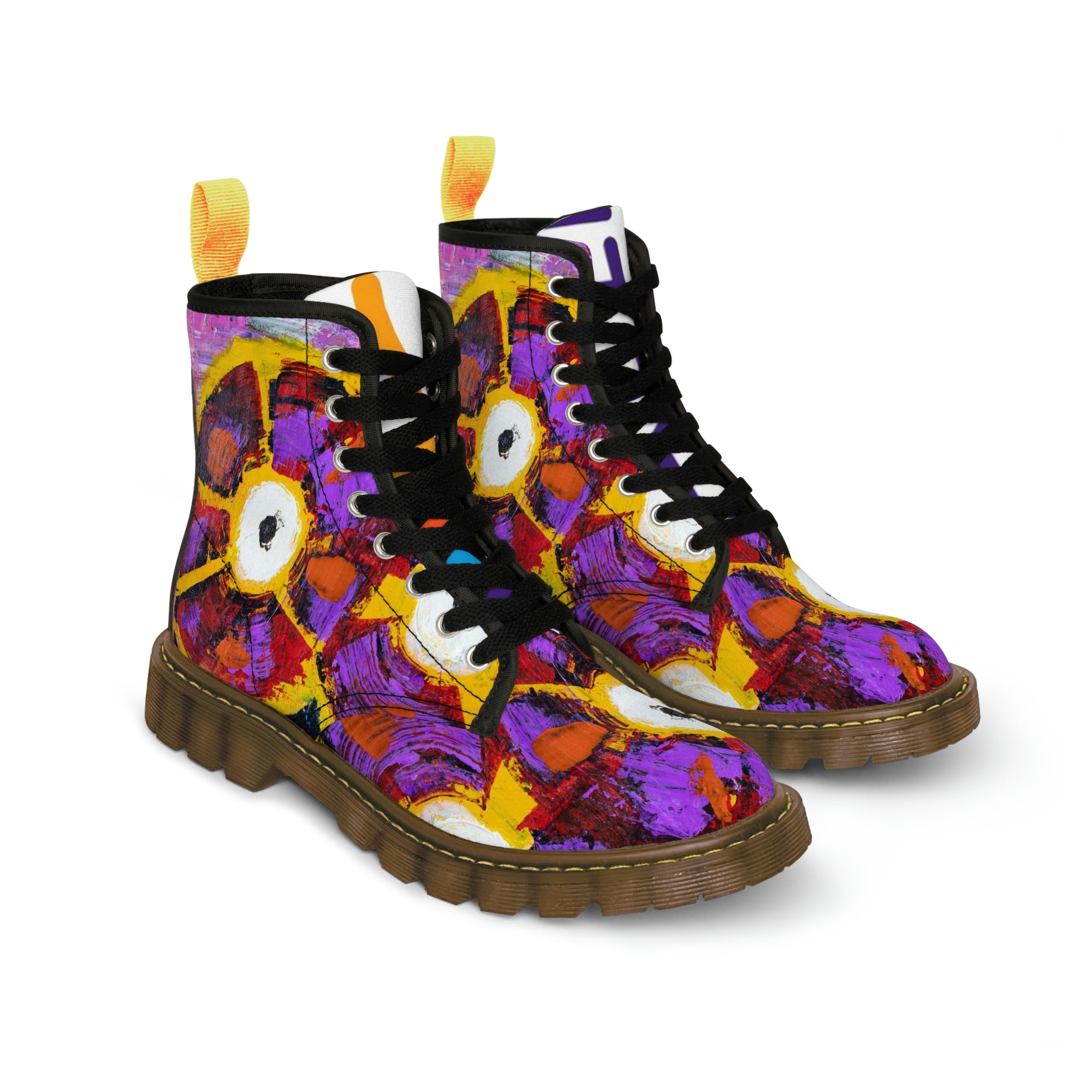 Women's Canvas Boots Womens Boots, Vegan Leather, Art On Shoes