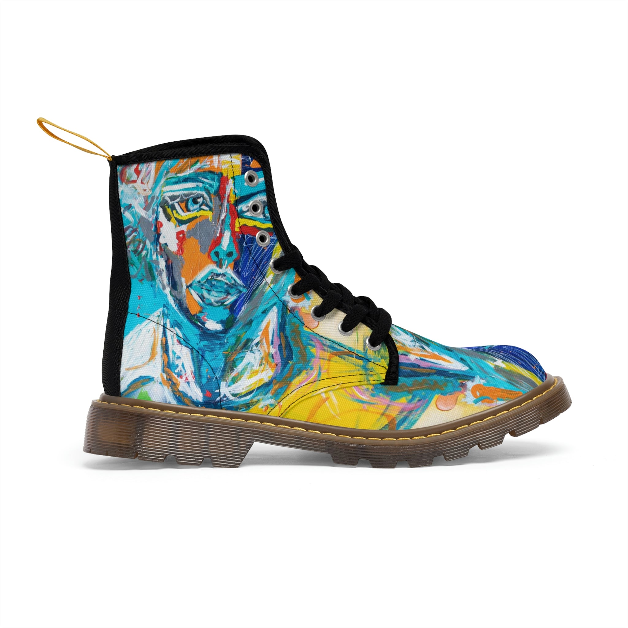 Women's Canvas Boots Womens Boots, Vegan Leather, Art On Shoes