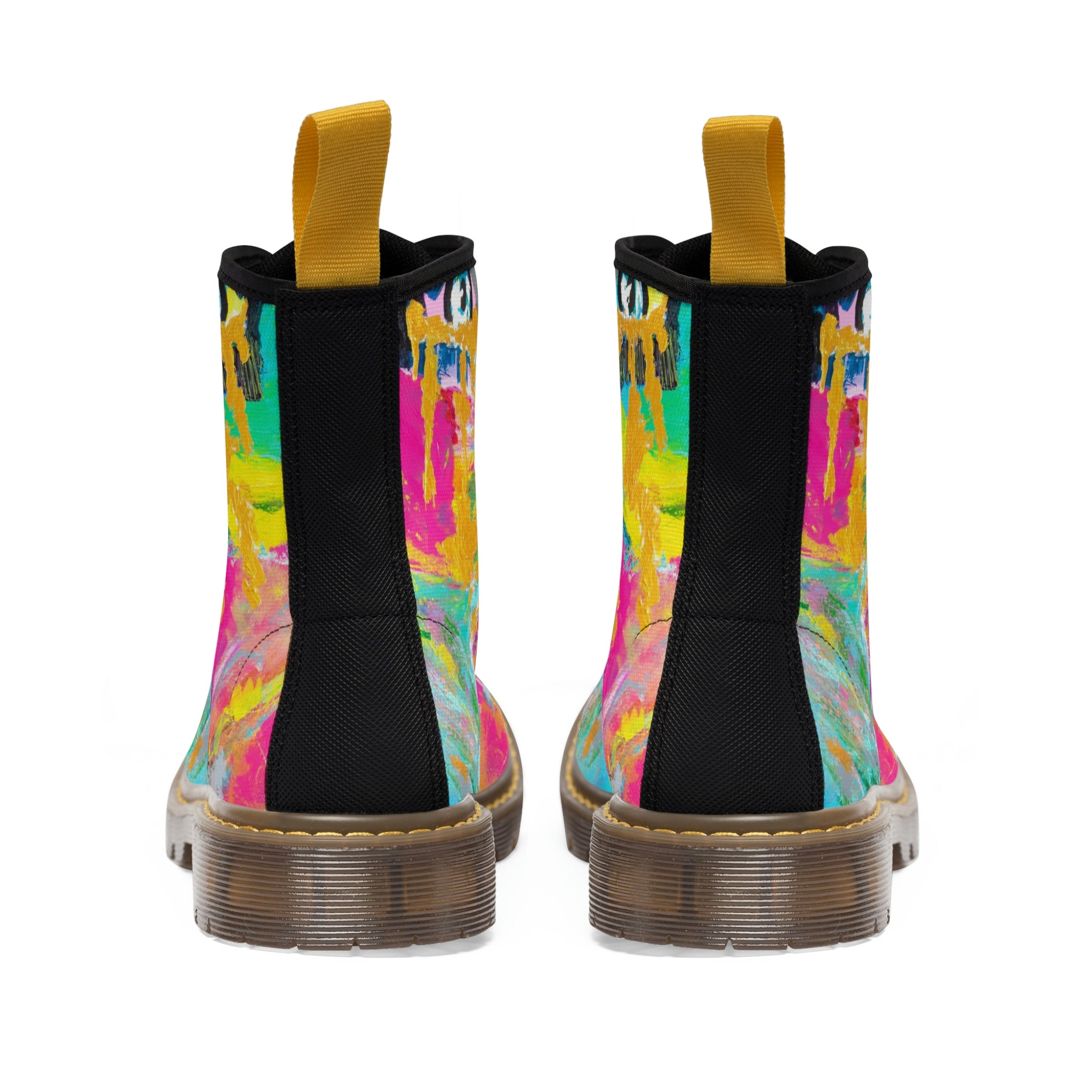 Women's Canvas Boots Womens Boots, Vegan Leather, Art On Shoes