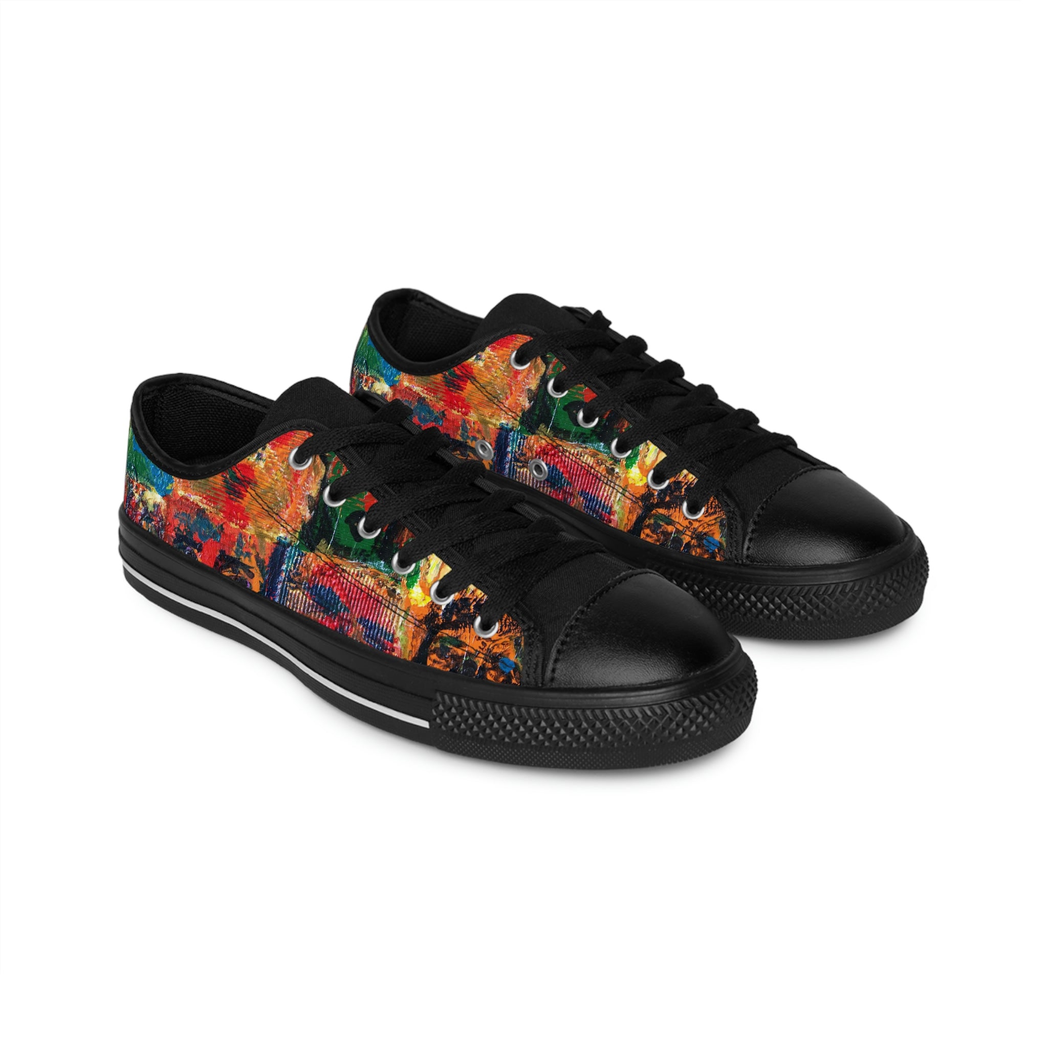 Men's Top Low Sneakers, Art On Shoes, Abstract Artwork Painted By A Professional Abstract Artist