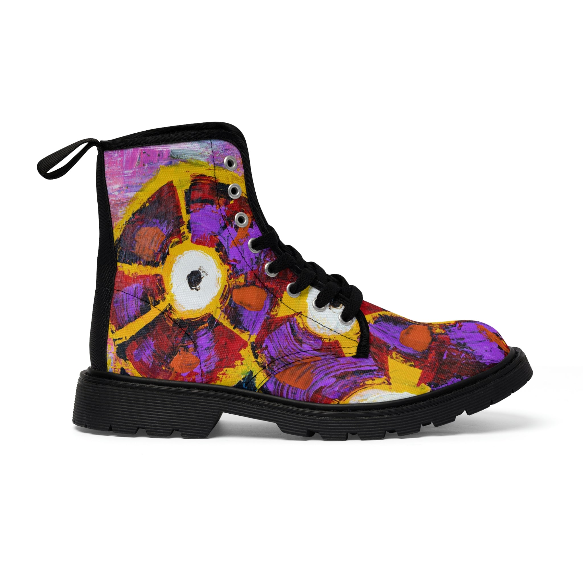 Women's Canvas Boots Womens Boots, Vegan Leather, Art On Shoes