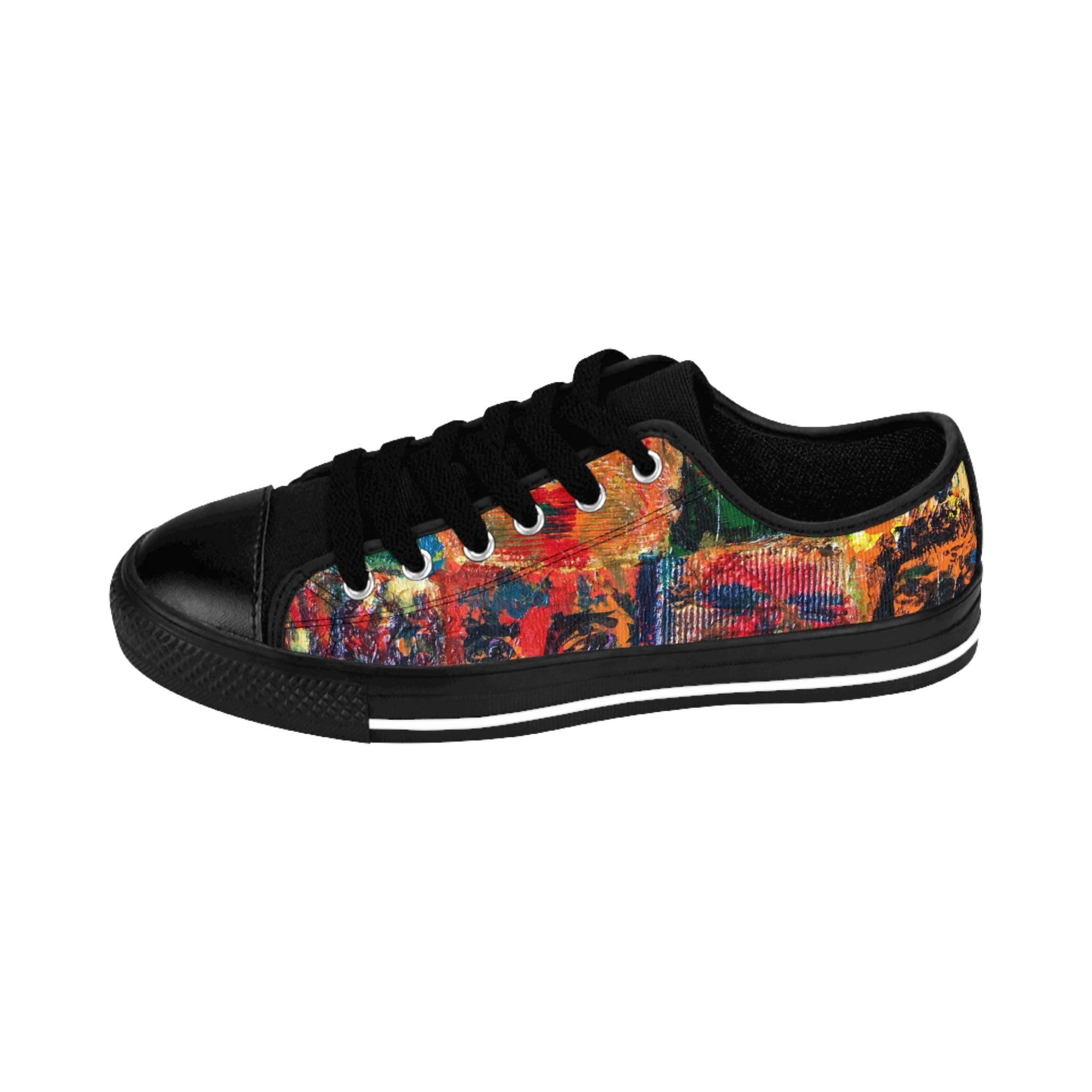 Men's Top Low Sneakers, Art On Shoes, Abstract Artwork Painted By A Professional Abstract Artist