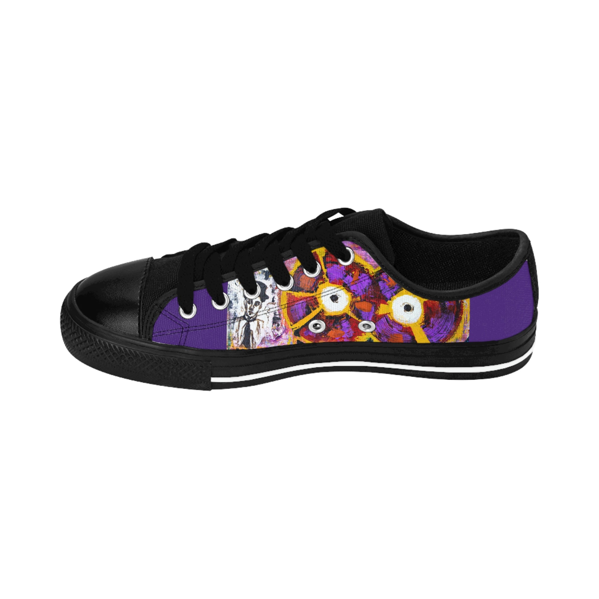 Men's Top Low Sneakers, Art On Shoes, Abstract Artwork Painted By A Professional Abstract Artist