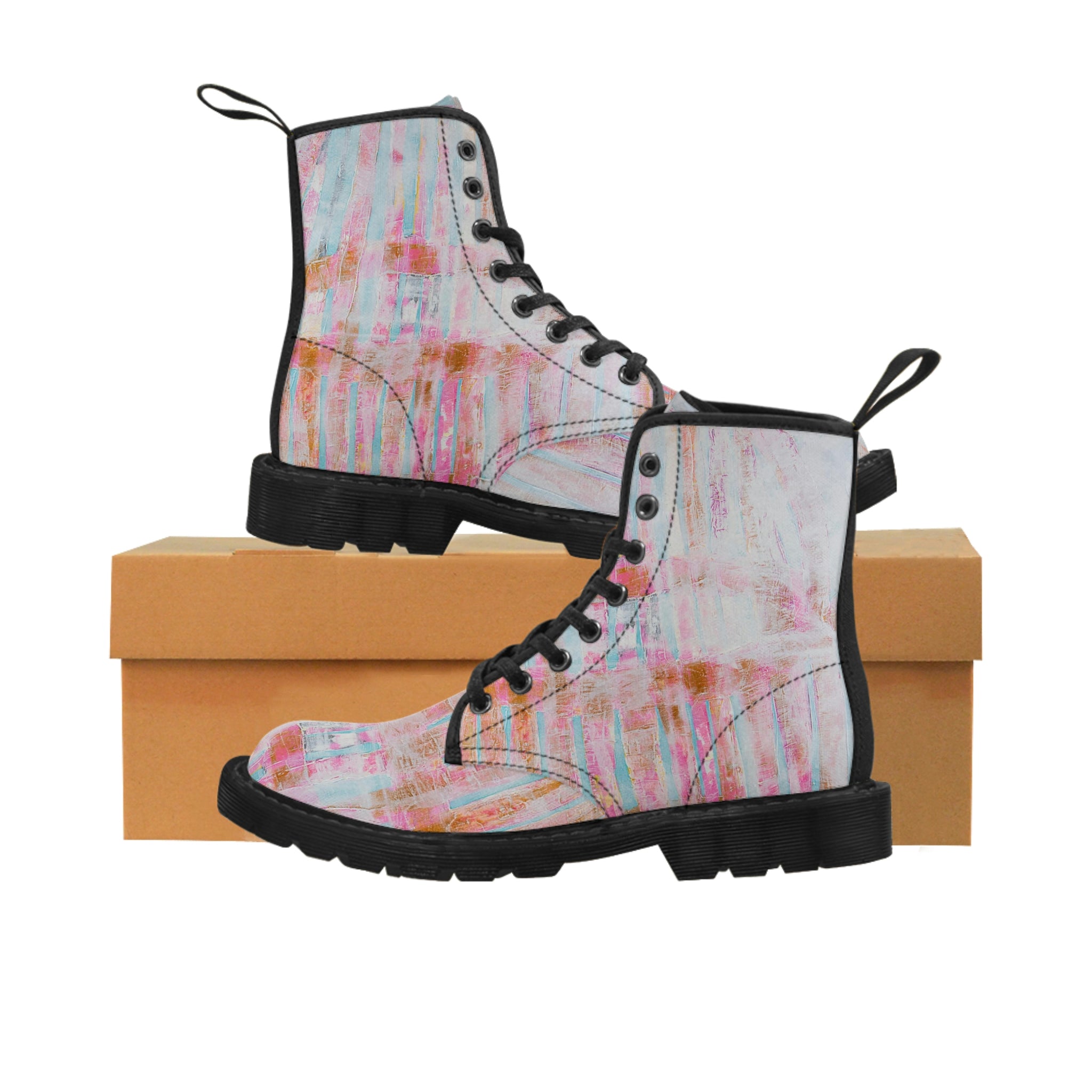 Women's Canvas Boots Womens Boots, Vegan Leather, Art On Shoes