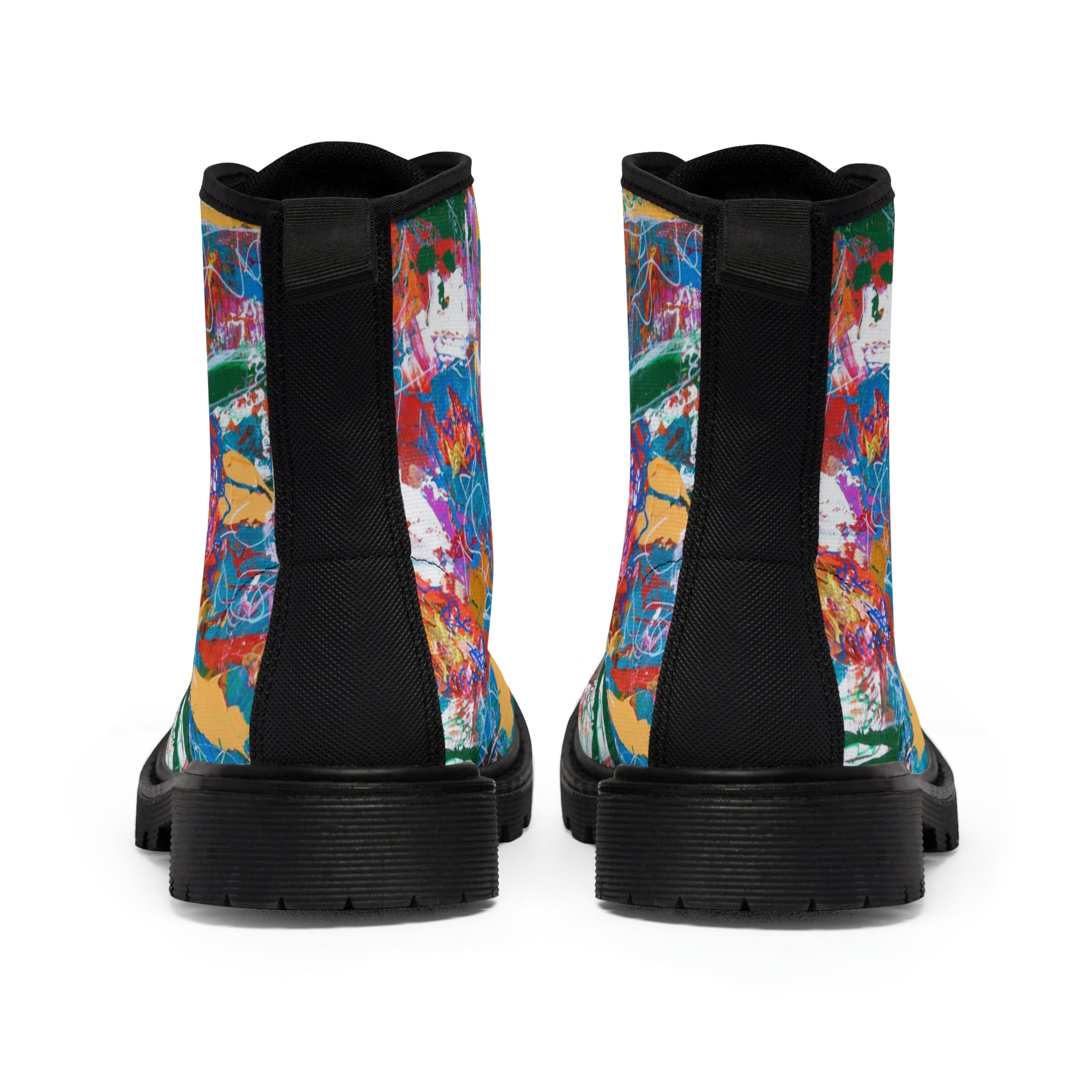 Women's Canvas Boots Womens Boots, Vegan Leather, Art On Shoes