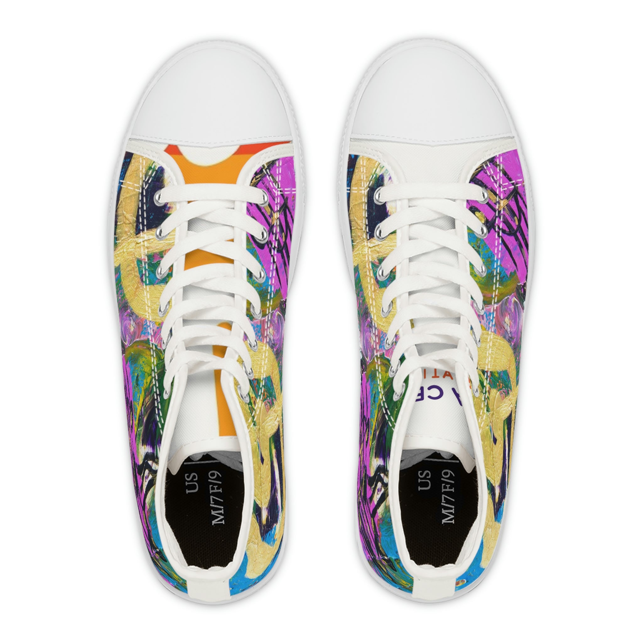 Women's High Top Sneakers, Art On Shoes,  Painting For Vinyl Record Fans in Abstract Style