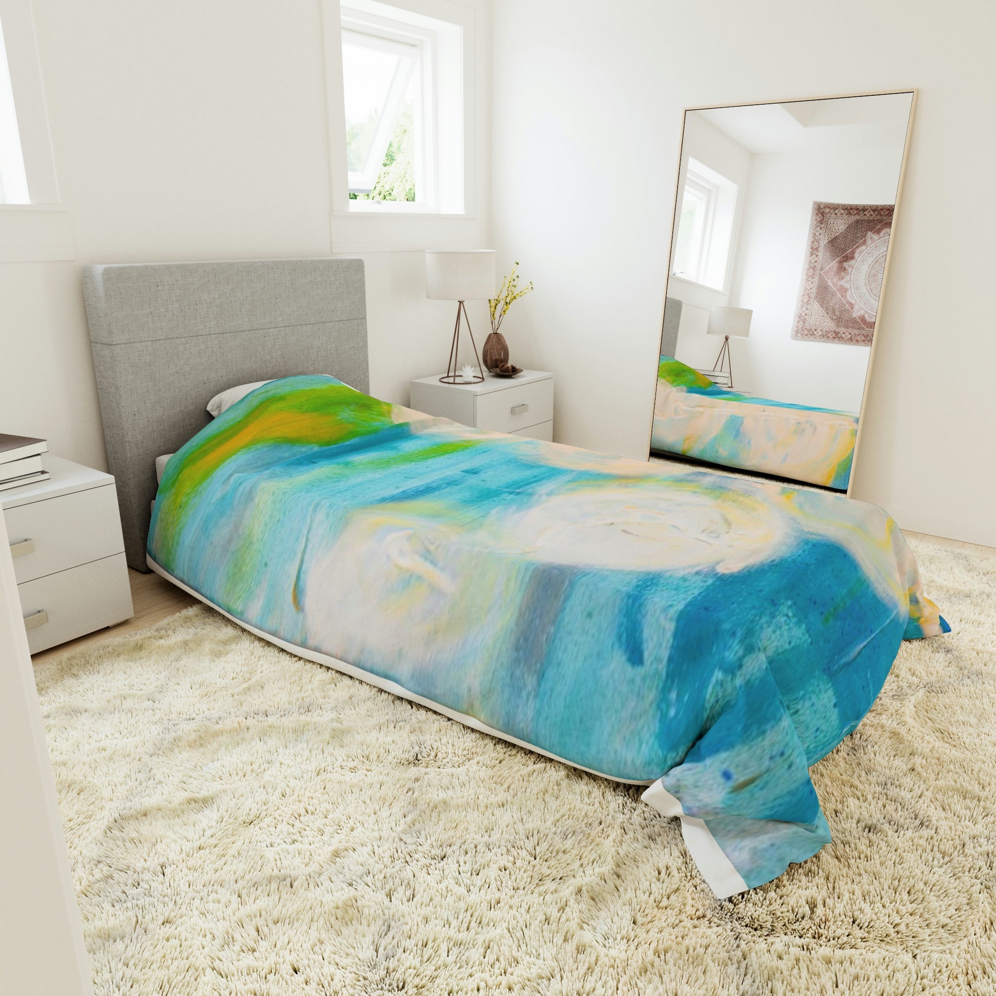 Duvet Cover,  Blue, Acrylic Colors Of Water