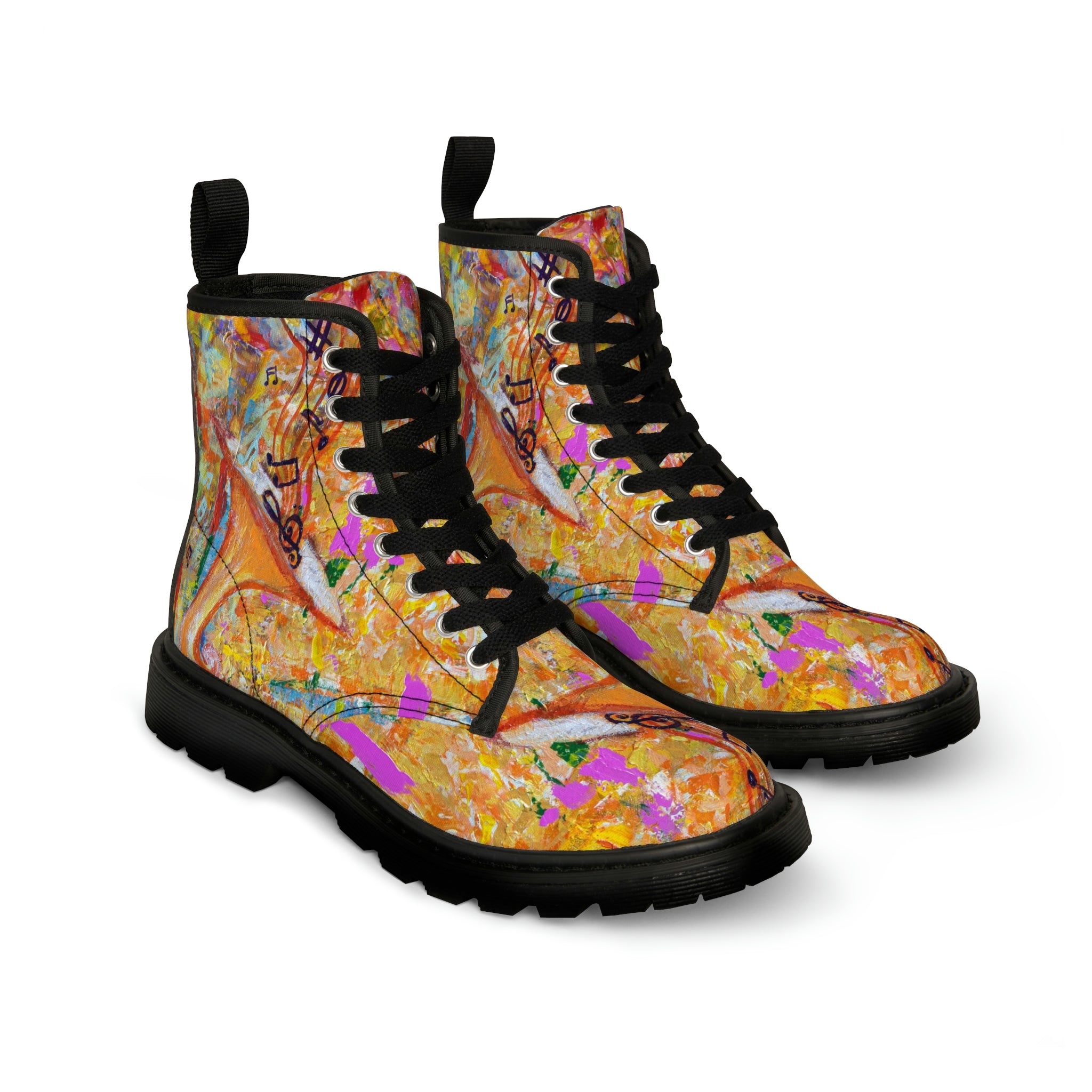 Women's Canvas Boots Womens Boots, Vegan Leather, Art On Shoes