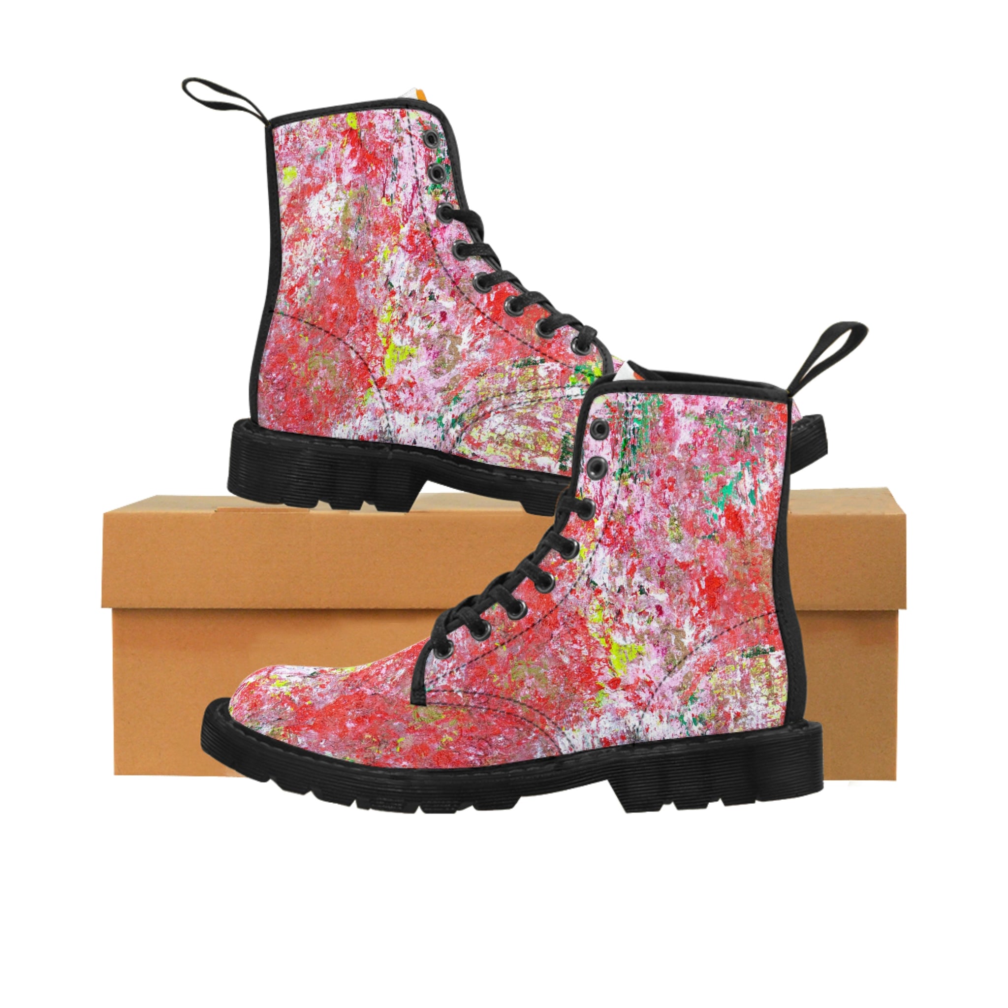 Women's Canvas Boots, Vegan Leather, Art On Shoes