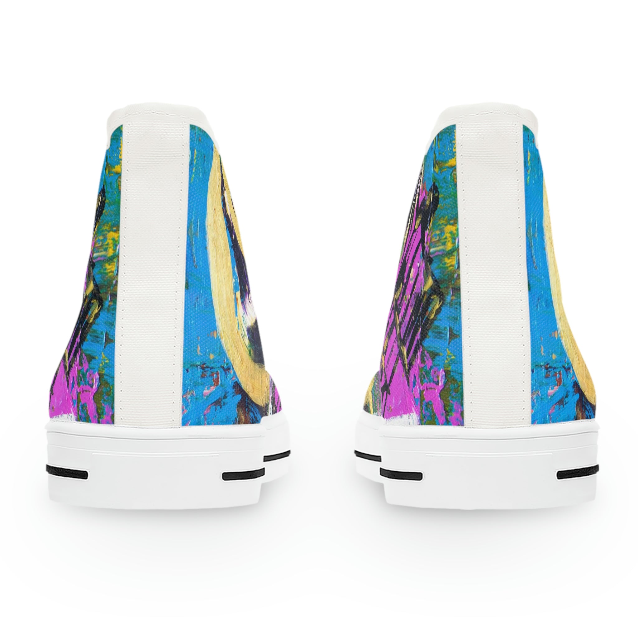 Women's High Top Sneakers, Art On Shoes,  Painting For Vinyl Record Fans in Abstract Style