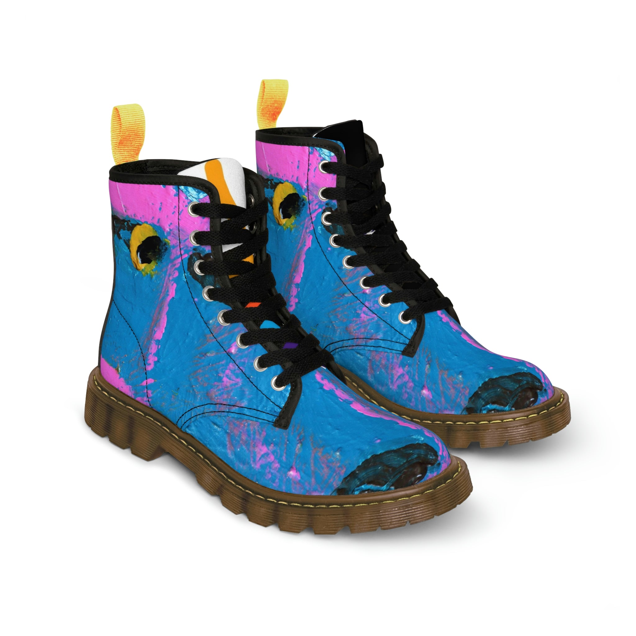 Women's Canvas Boots Womens Boots, Vegan Leather, Art On Shoes